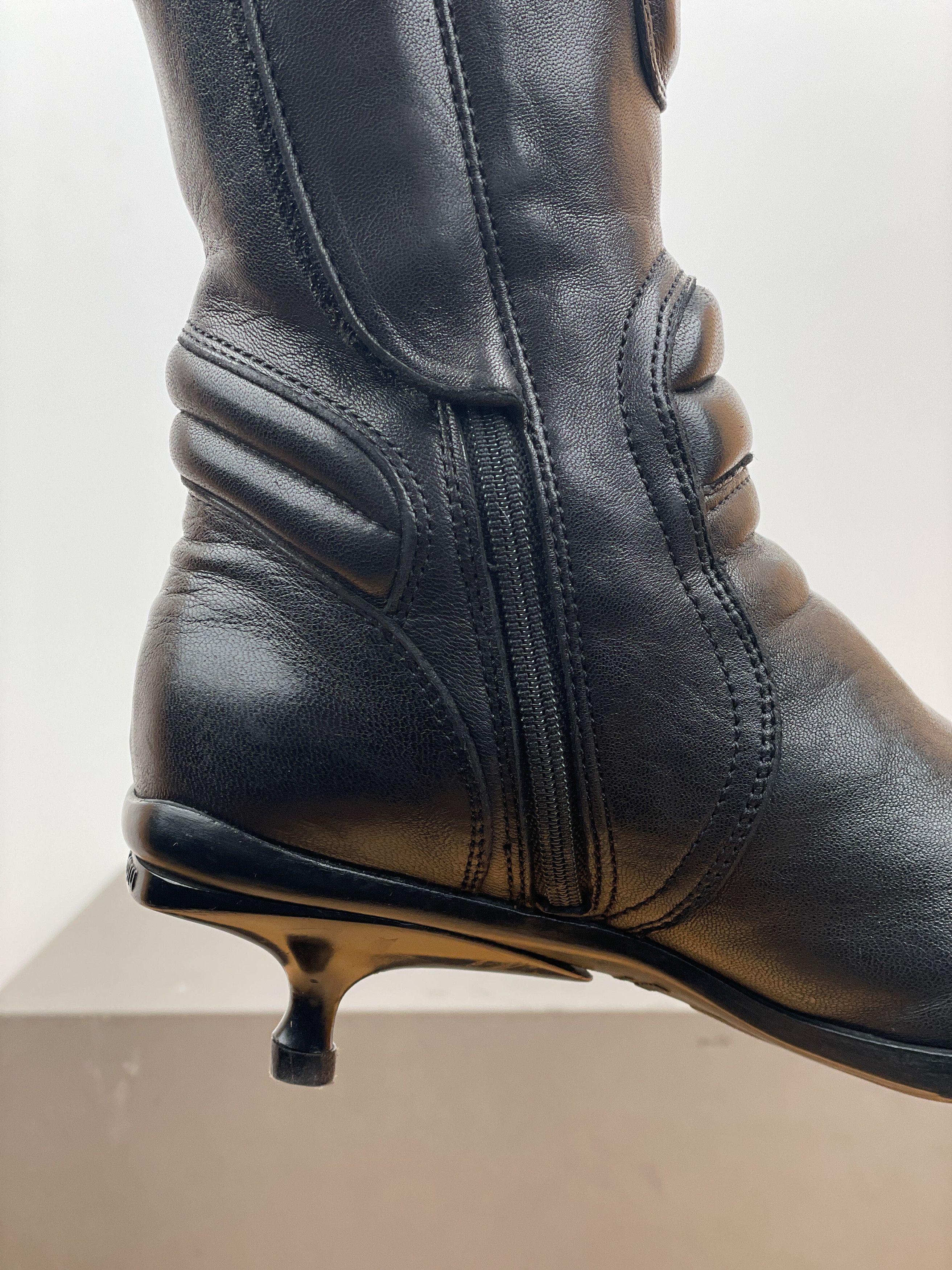 Miu Miu AW99 Kitten Heel Biker Moto Boots Size US 4 / IT 34 - 8 Thumbnail