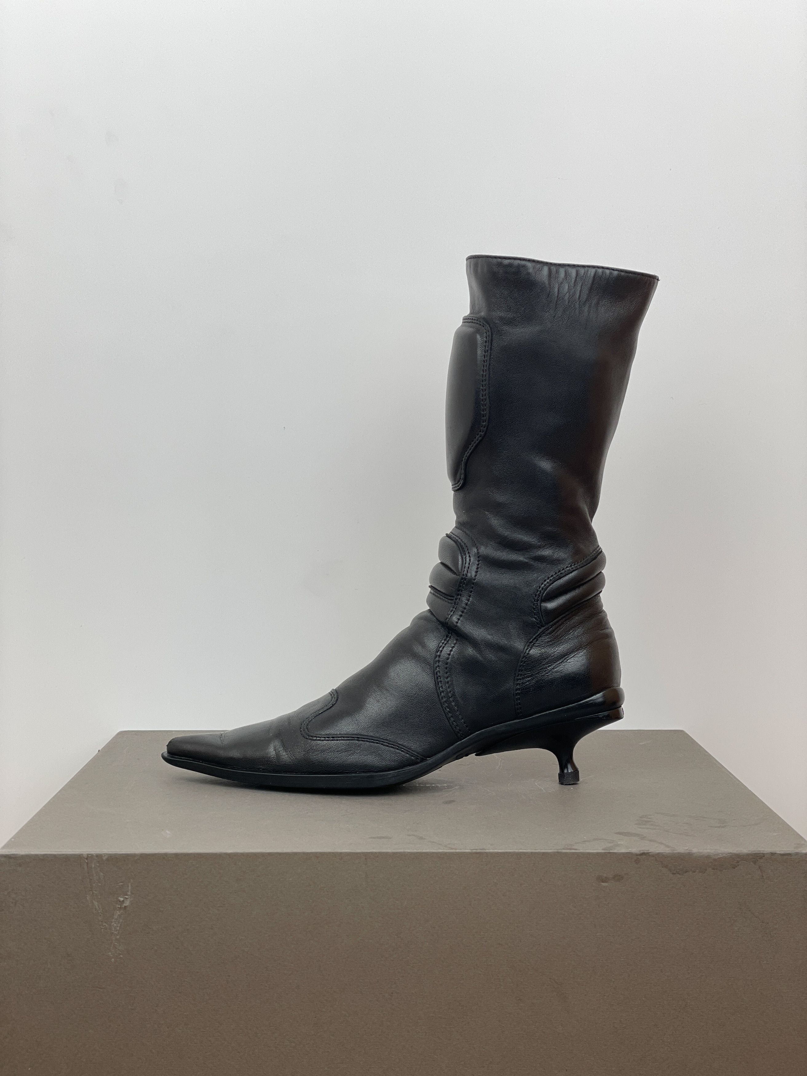Miu Miu AW99 Kitten Heel Biker Moto Boots Size US 4 / IT 34 - 3 Thumbnail