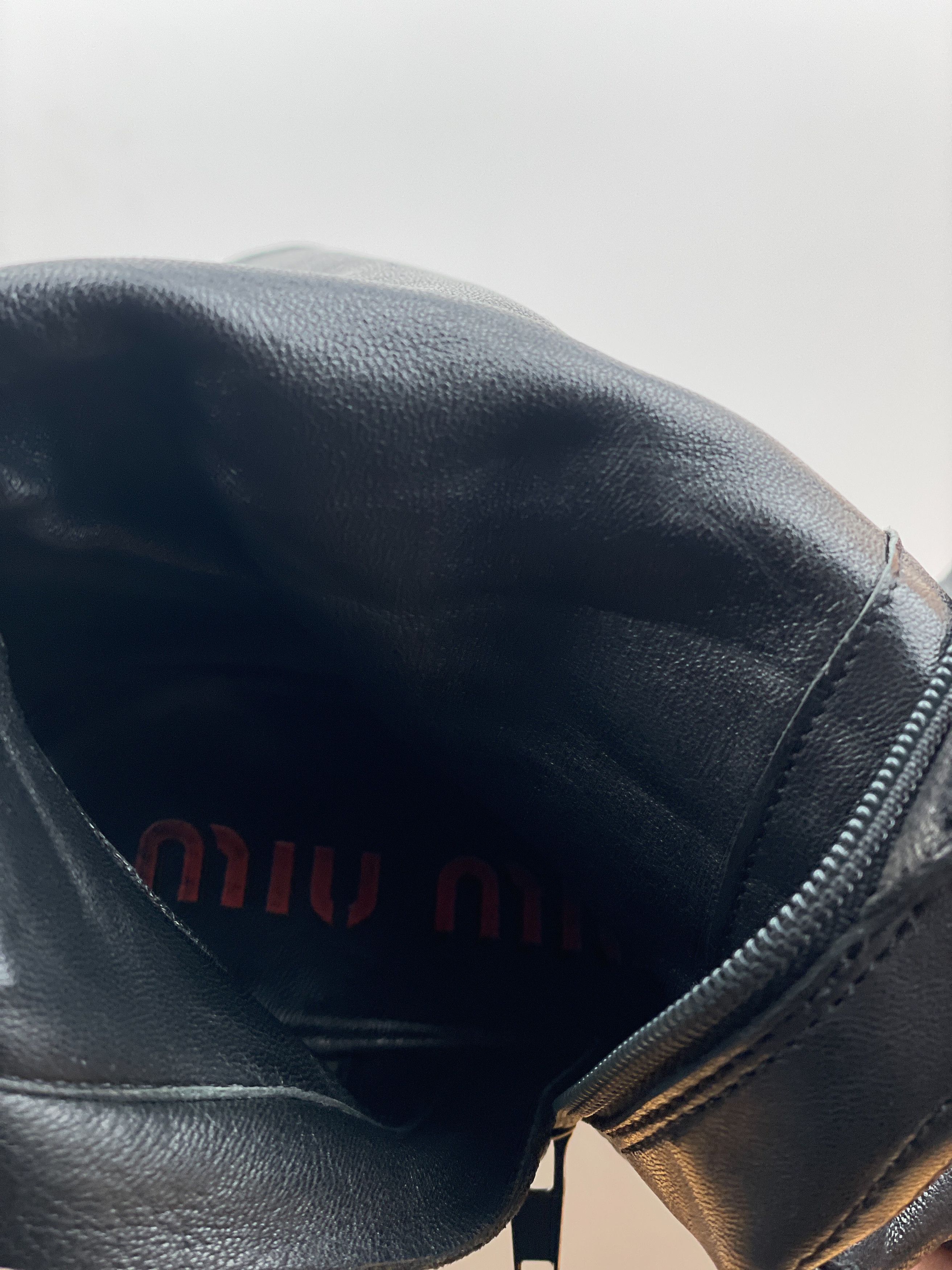 Miu Miu AW99 Kitten Heel Biker Moto Boots Size US 4 / IT 34 - 14 Thumbnail