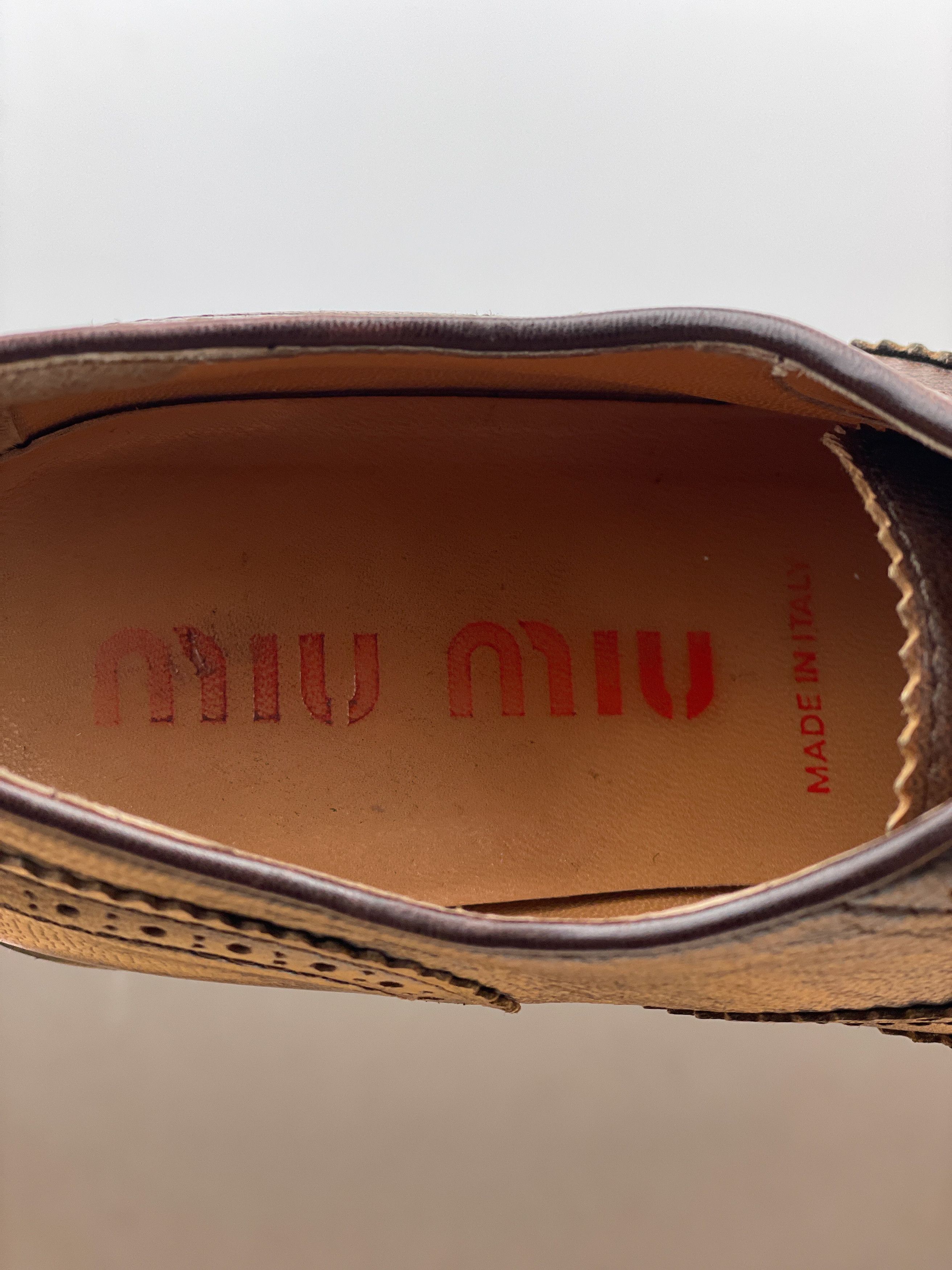Miu Miu SS99 Square-Toe Spike-Sole Brogue Derbies Size US 7 / IT 37 - 8 Thumbnail