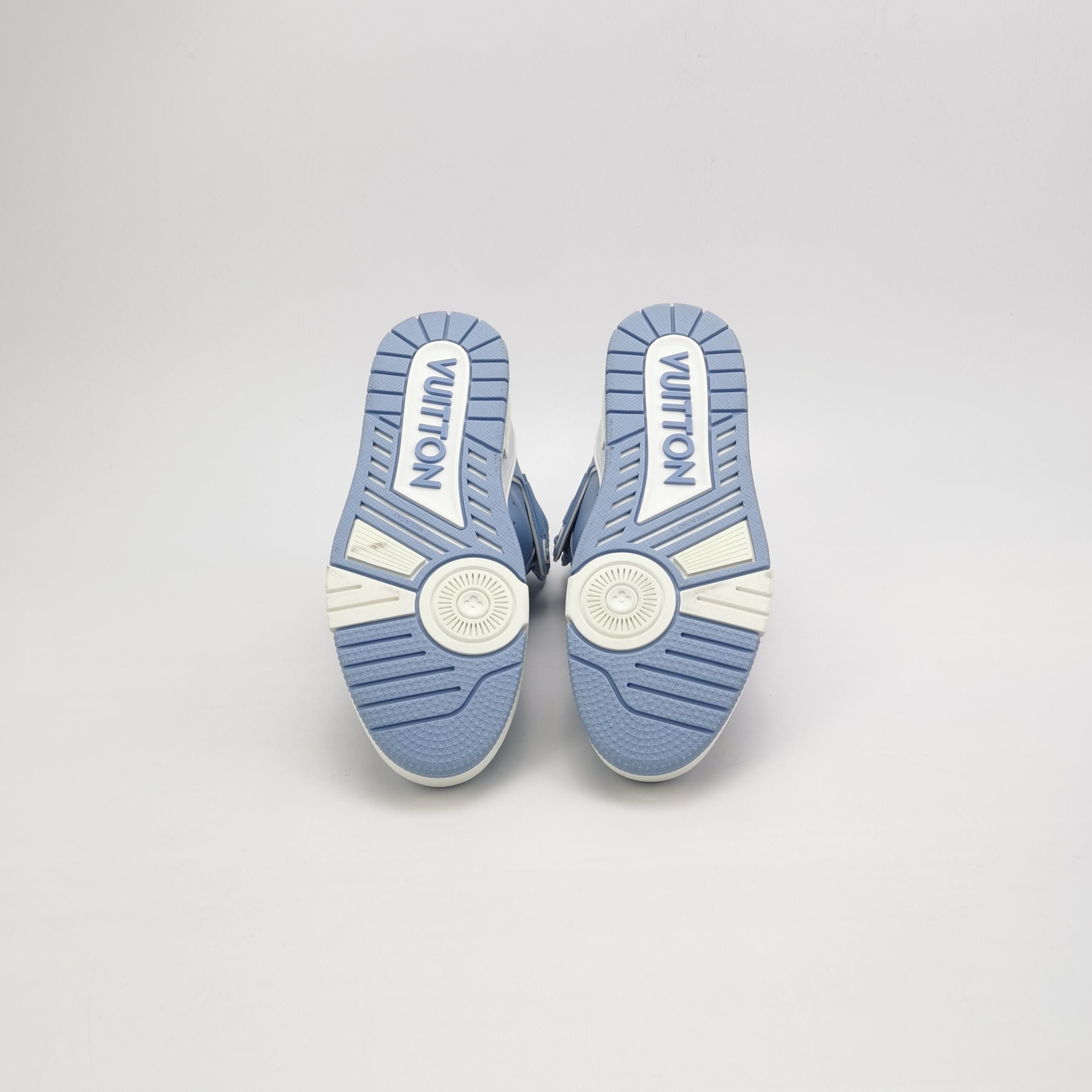 Louis Vuitton Louis Vuitton Blue Leather Hi-Top Trainer Size 7.5 Size US 7 / EU 40 - 5 Thumbnail