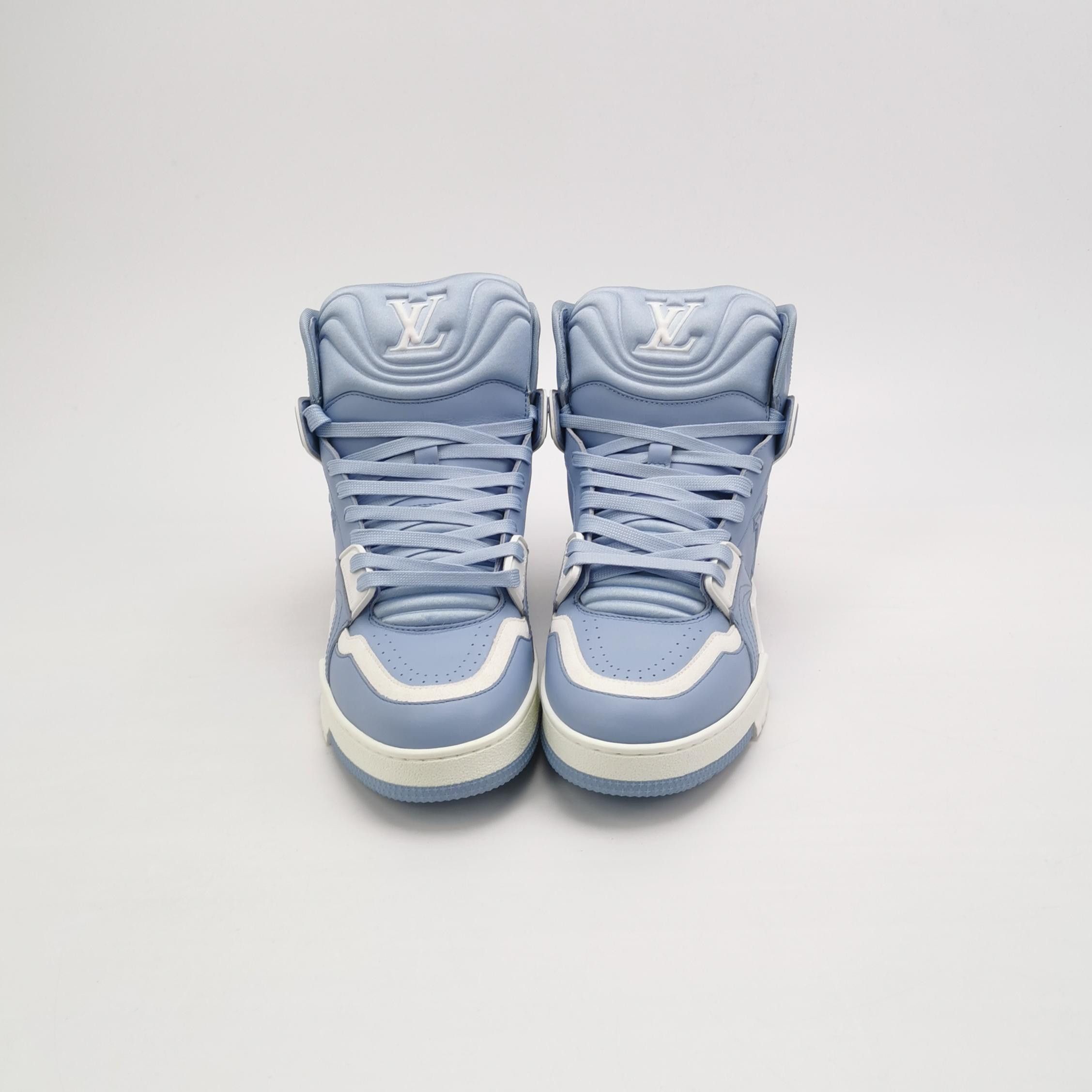 Louis Vuitton Louis Vuitton Blue Leather Hi-Top Trainer Size 7.5 Size US 7 / EU 40 - 3 Thumbnail