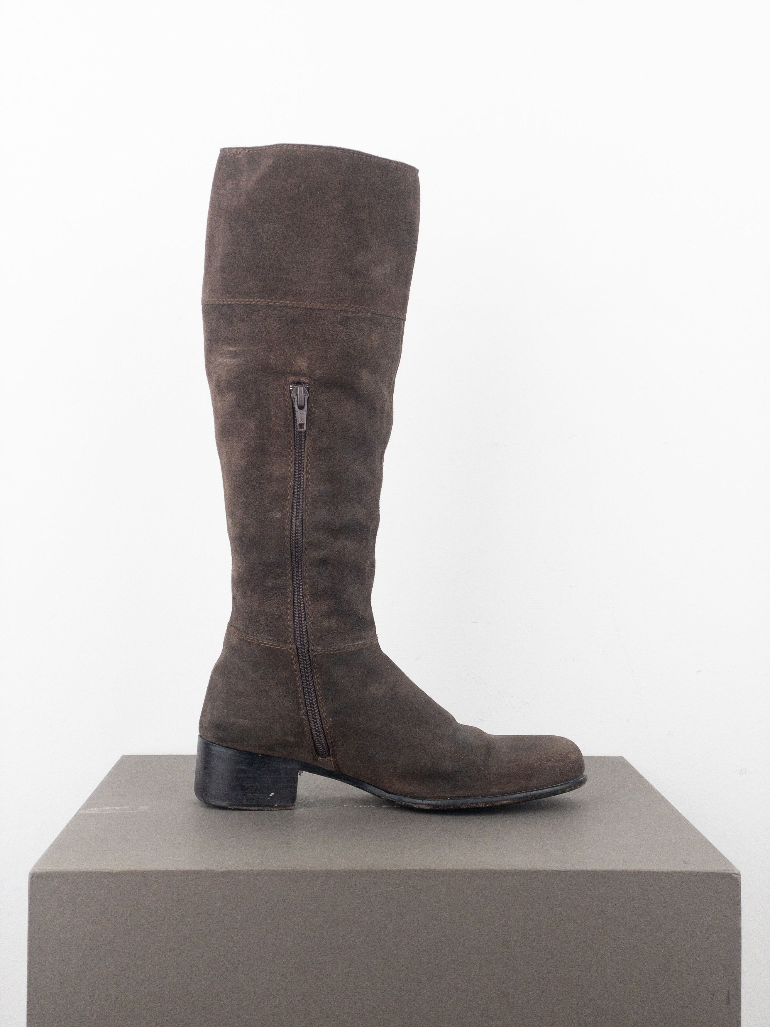 Miu Miu 2000s Knee-High Suede Cowboy Riding Boots Size US 5 / IT 35 - 4 Thumbnail