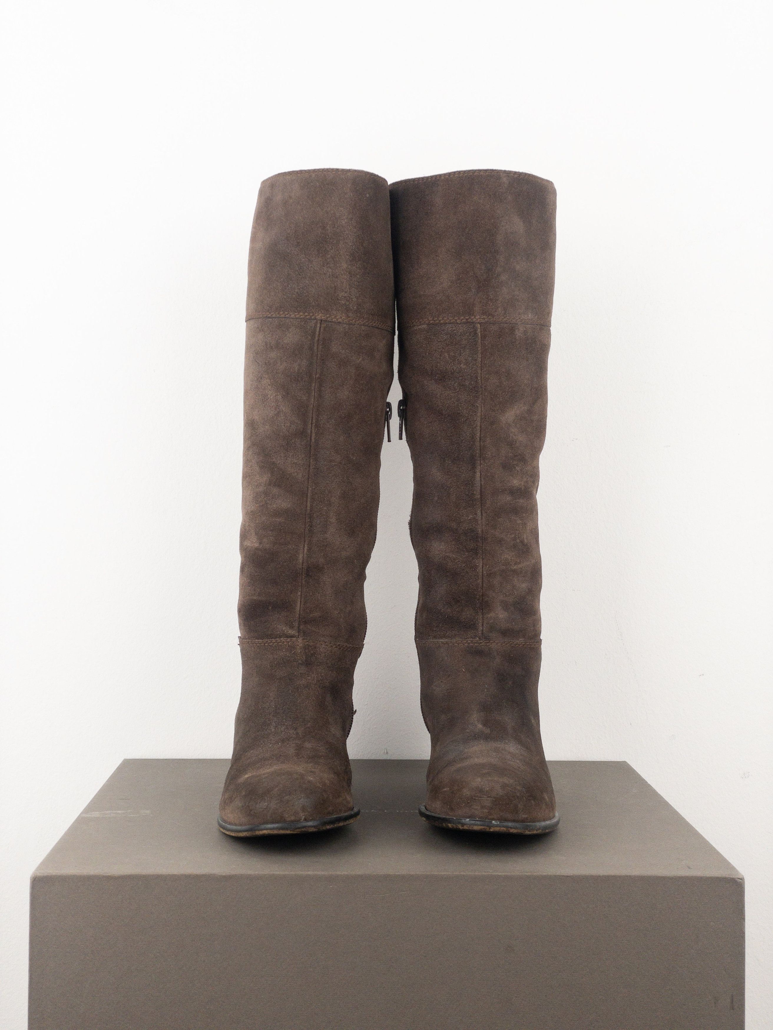 Miu Miu 2000s Knee-High Suede Cowboy Riding Boots Size US 5 / IT 35 - 5 Thumbnail