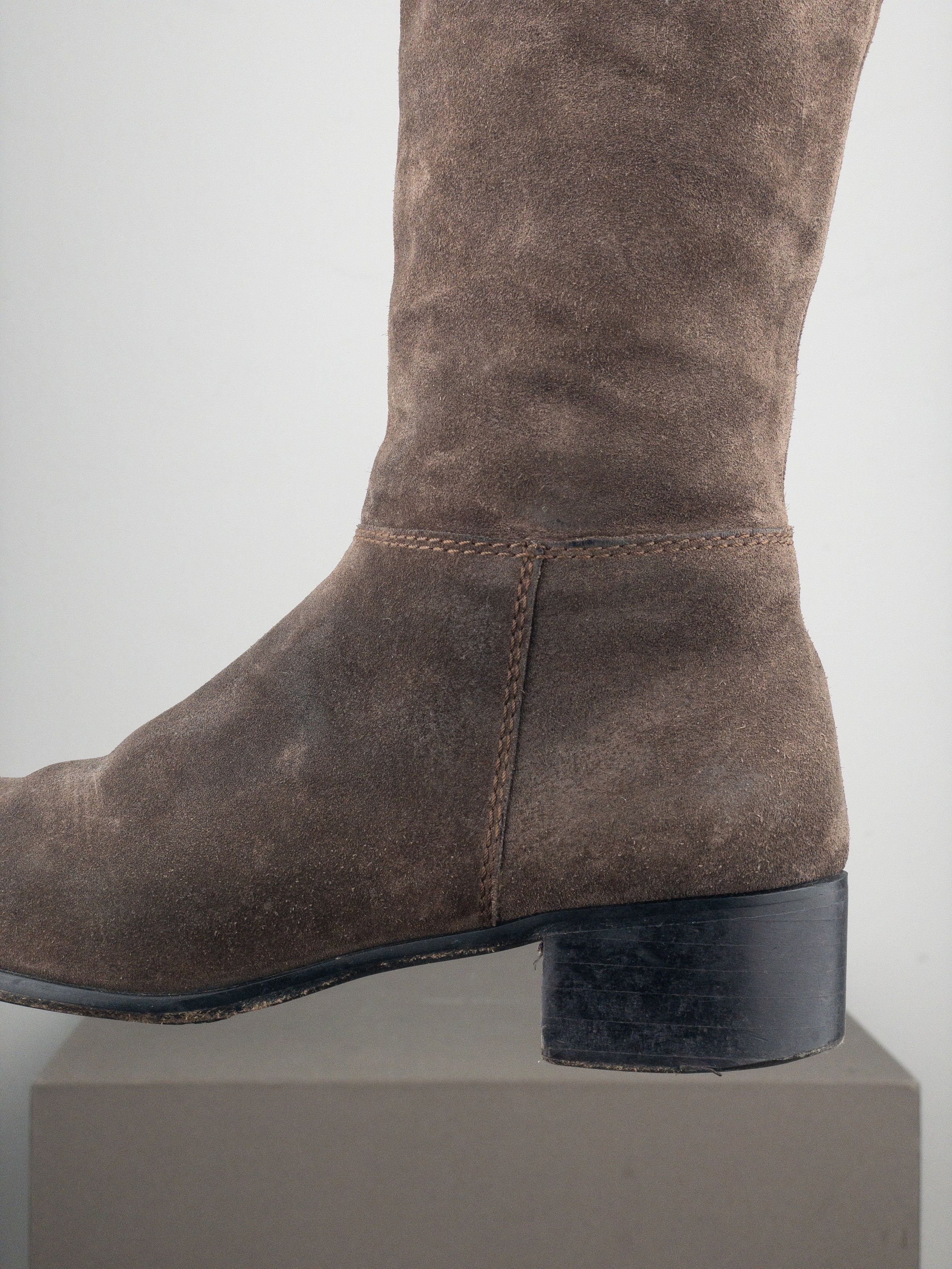 Miu Miu 2000s Knee-High Suede Cowboy Riding Boots Size US 5 / IT 35 - 8 Thumbnail