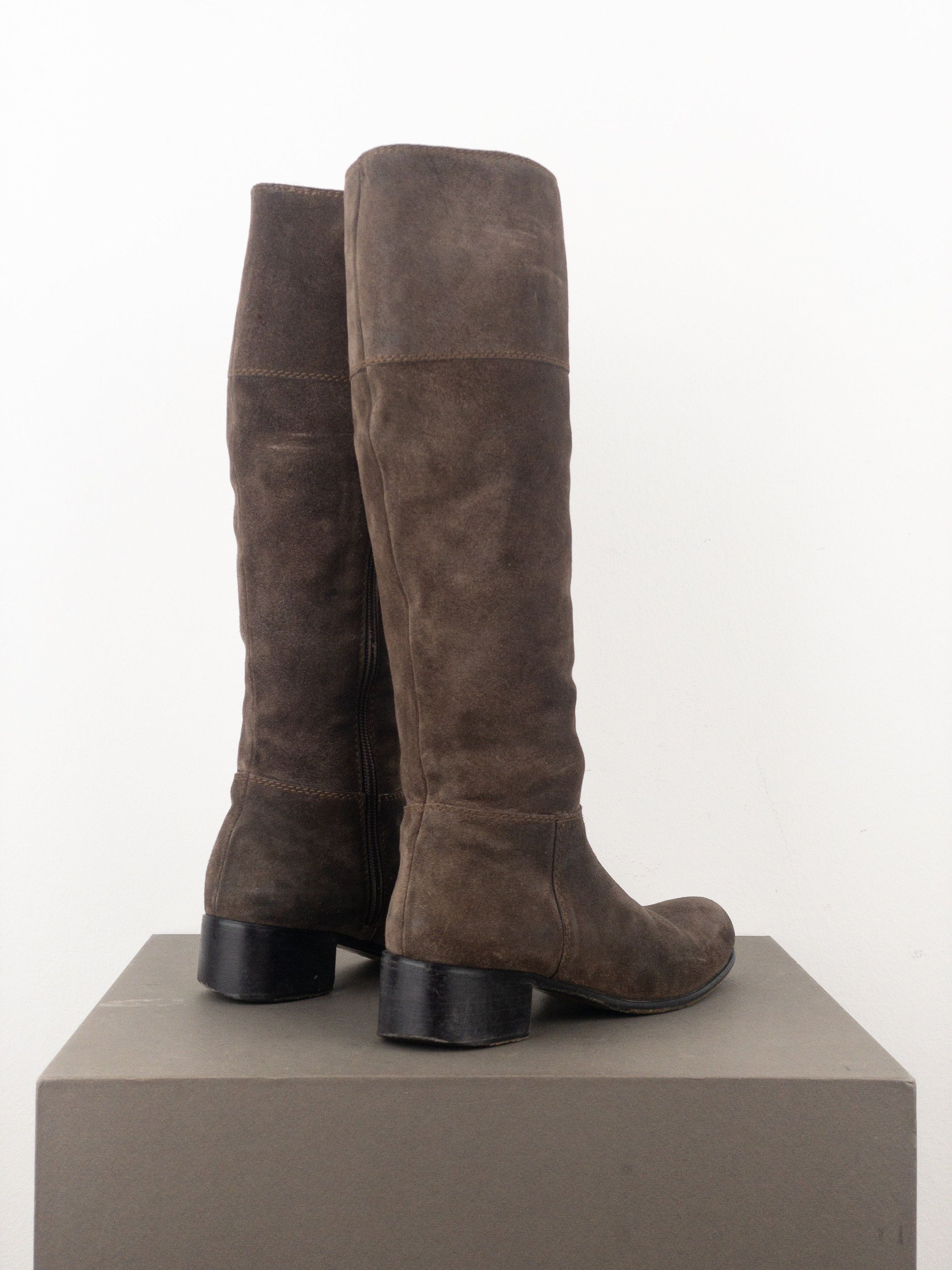 Miu Miu 2000s Knee-High Suede Cowboy Riding Boots Size US 5 / IT 35 - 2 Thumbnail