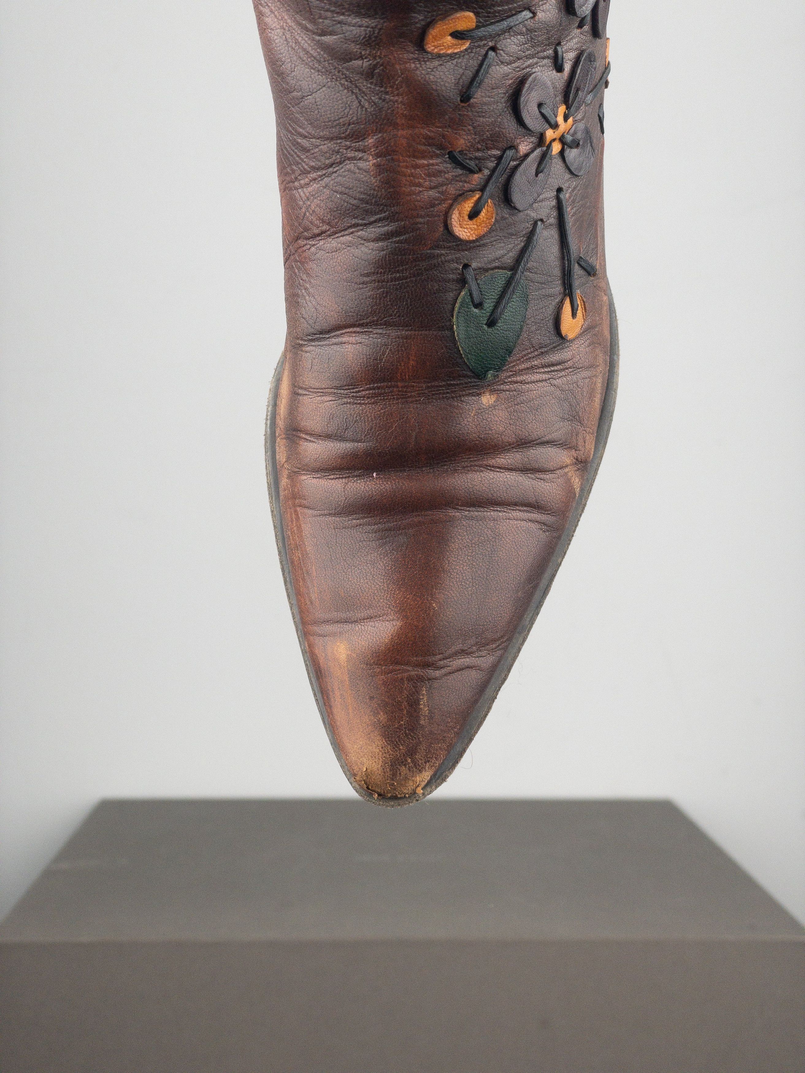 Prada AW99 Knee High Flowers Leaves Riding Boots Size US 6.5 / IT 36.5 - 7 Thumbnail