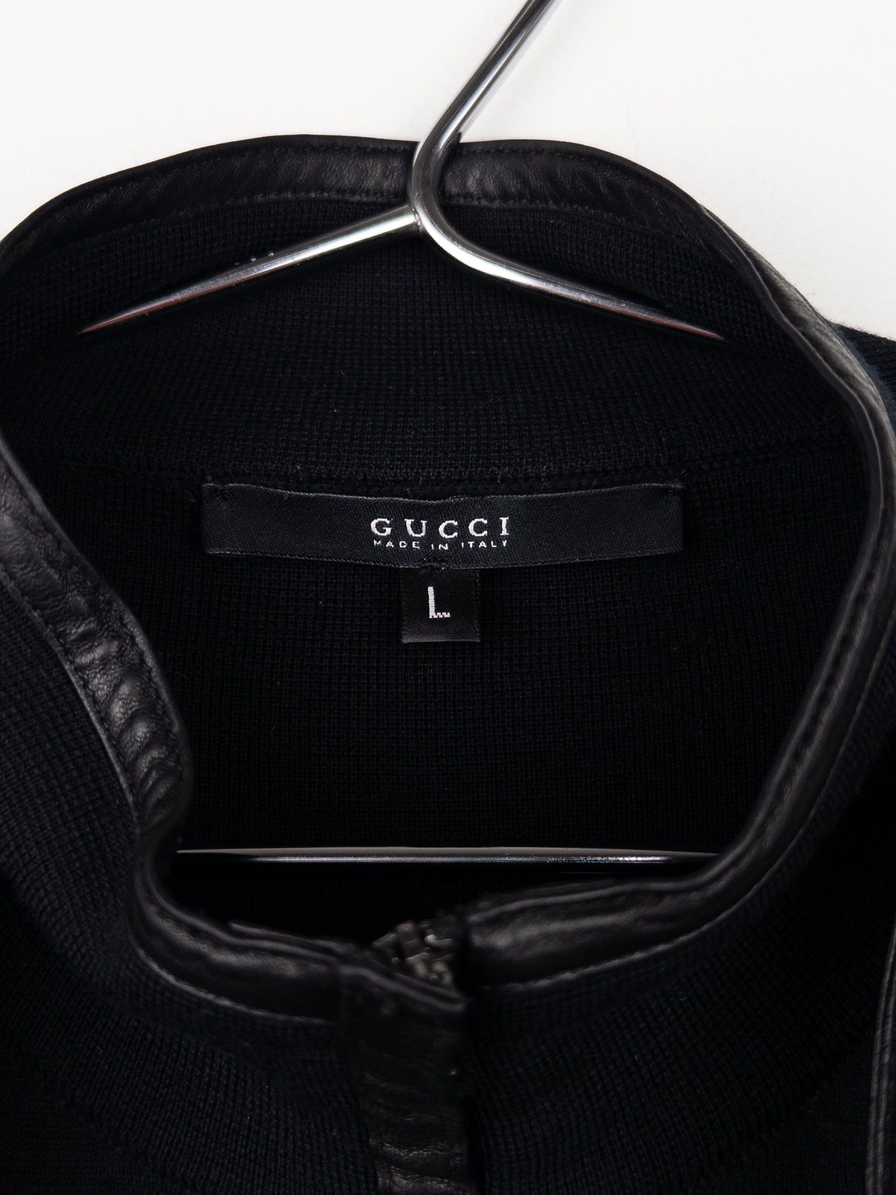 Gucci by Tom Ford AW00 Leather-Trimmed Knit Biker Jacket Size L / US 10 / IT 46 - 7 Thumbnail
