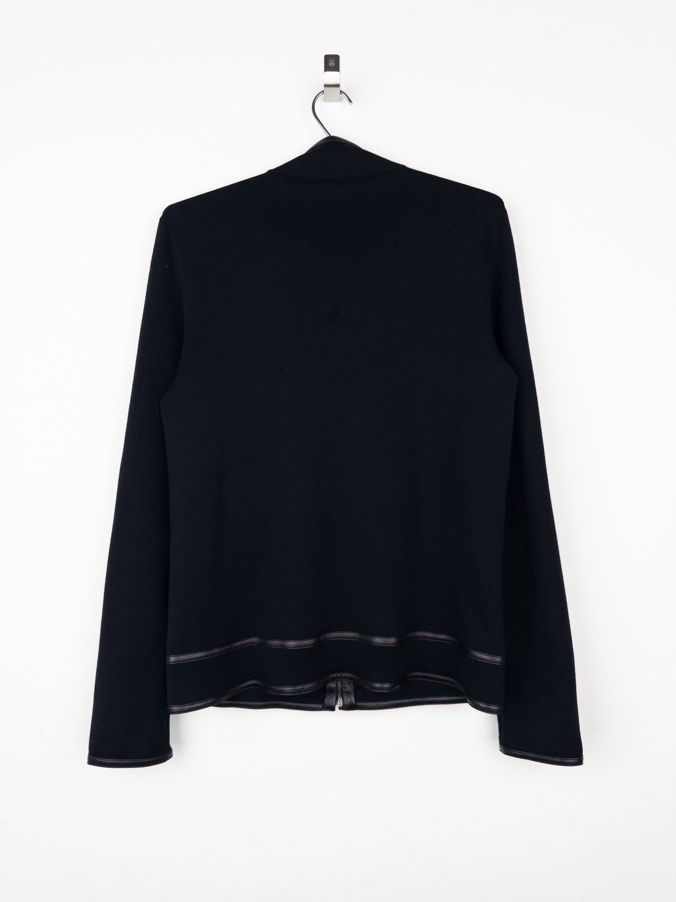 Gucci by Tom Ford AW00 Leather-Trimmed Knit Biker Jacket Size L / US 10 / IT 46 - 2 Thumbnail