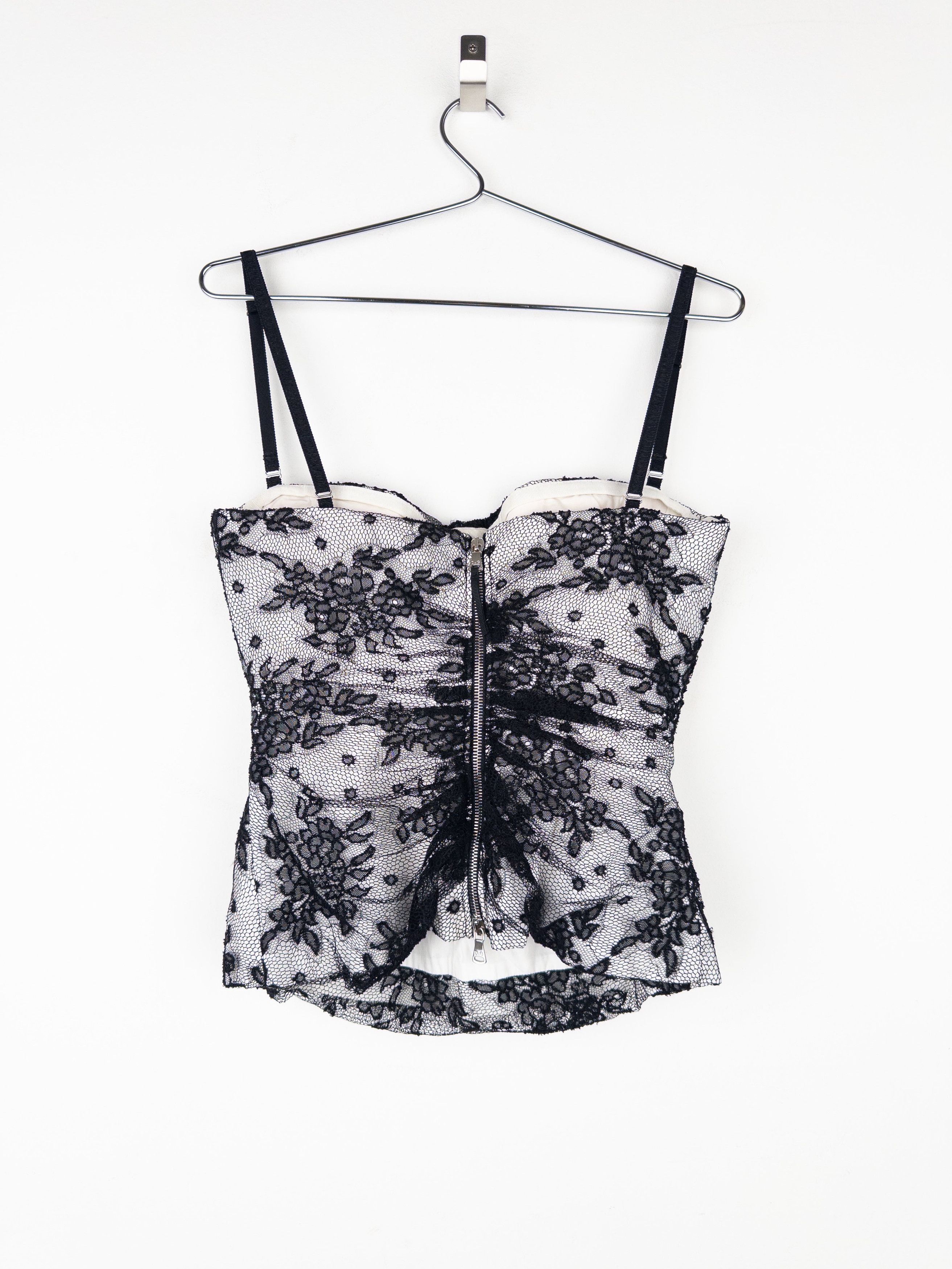 Dolce & Gabbana 2000s Floral Lace Bustier Top Size L / US 10 / IT 46 - 2 Thumbnail