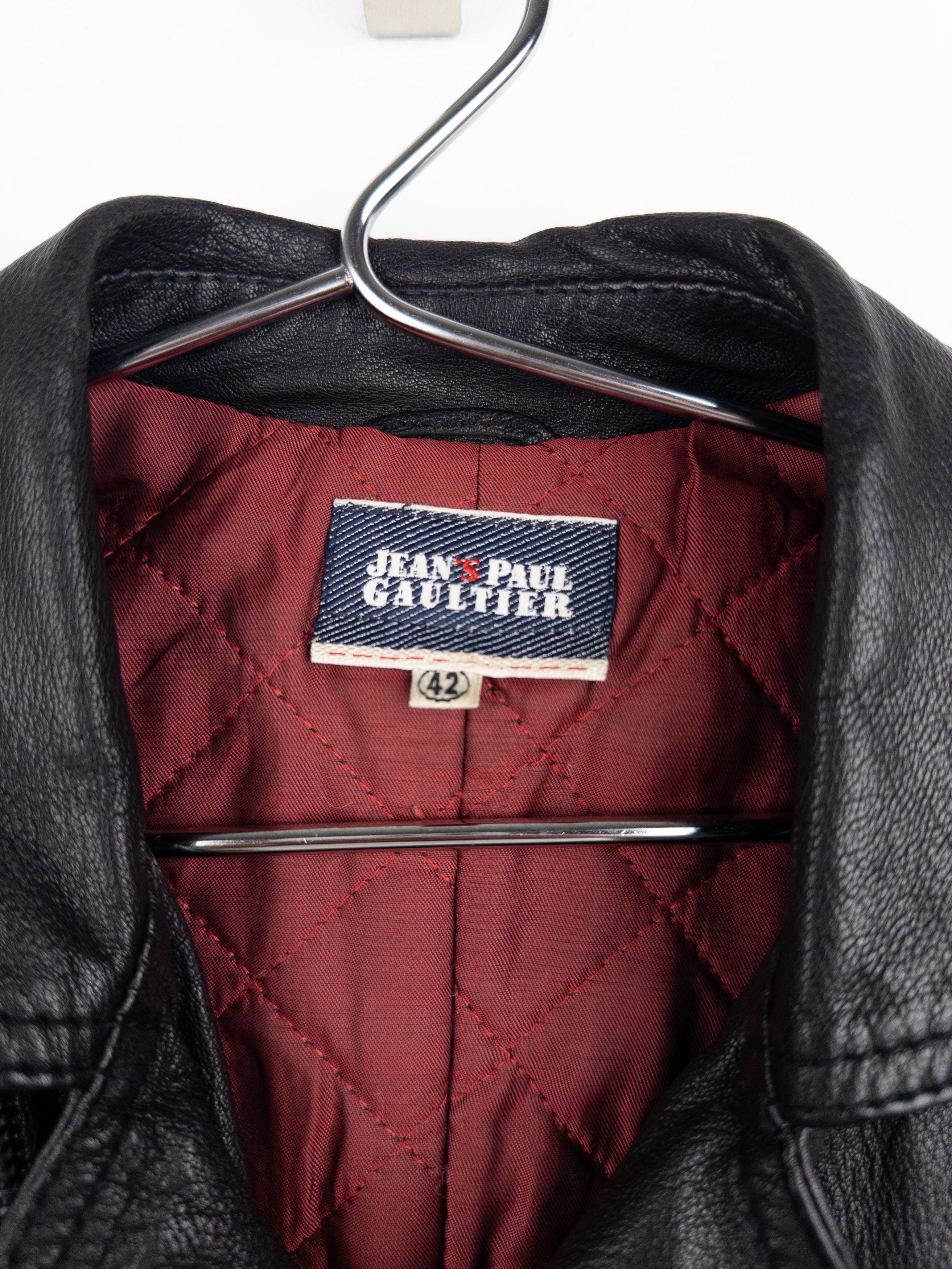 Jean Paul Gaultier 1990s Cropped Perfecto Leather Biker Jacket Size M / US 6-8 / IT 42-44 - 7 Thumbnail