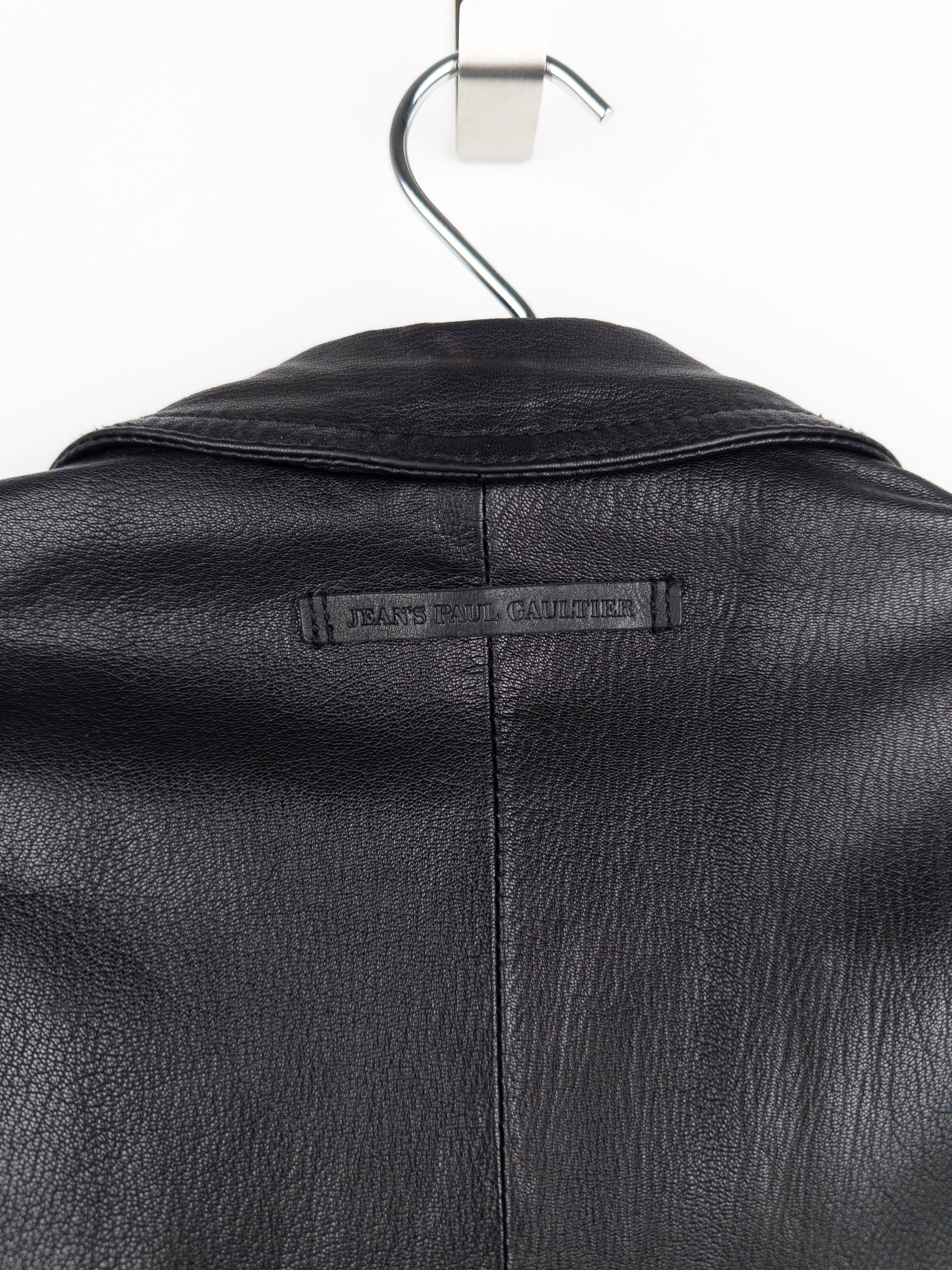 Jean Paul Gaultier 1990s Cropped Perfecto Leather Biker Jacket Size M / US 6-8 / IT 42-44 - 5 Thumbnail