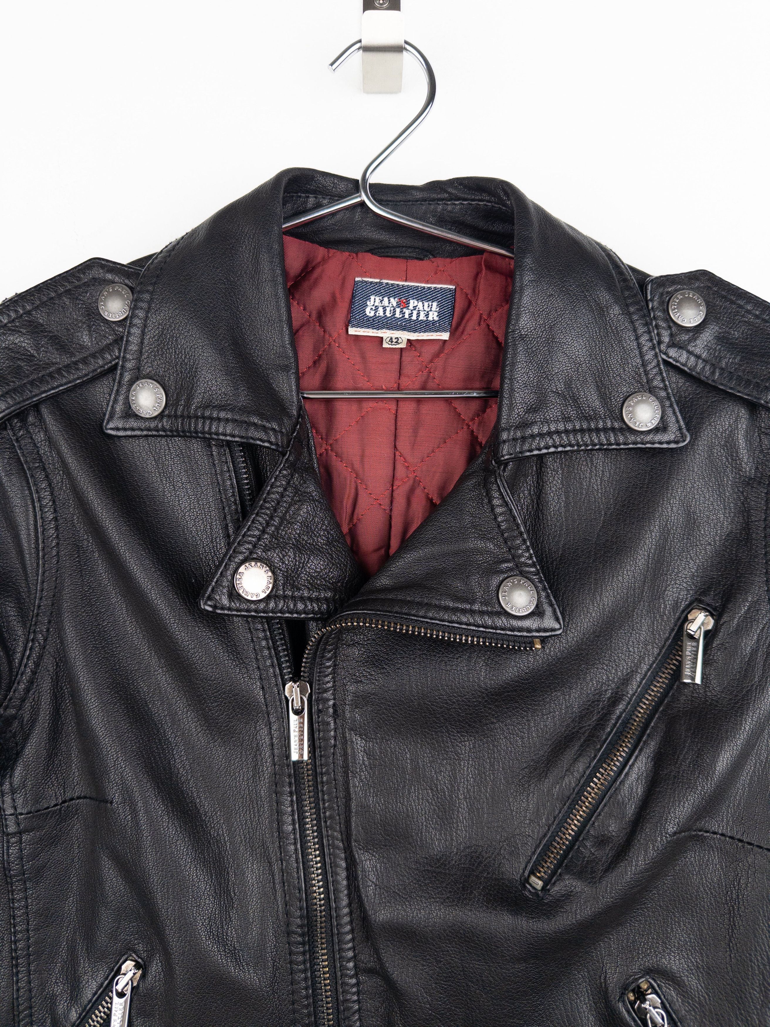 Jean Paul Gaultier 1990s Cropped Perfecto Leather Biker Jacket Size M / US 6-8 / IT 42-44 - 3 Thumbnail