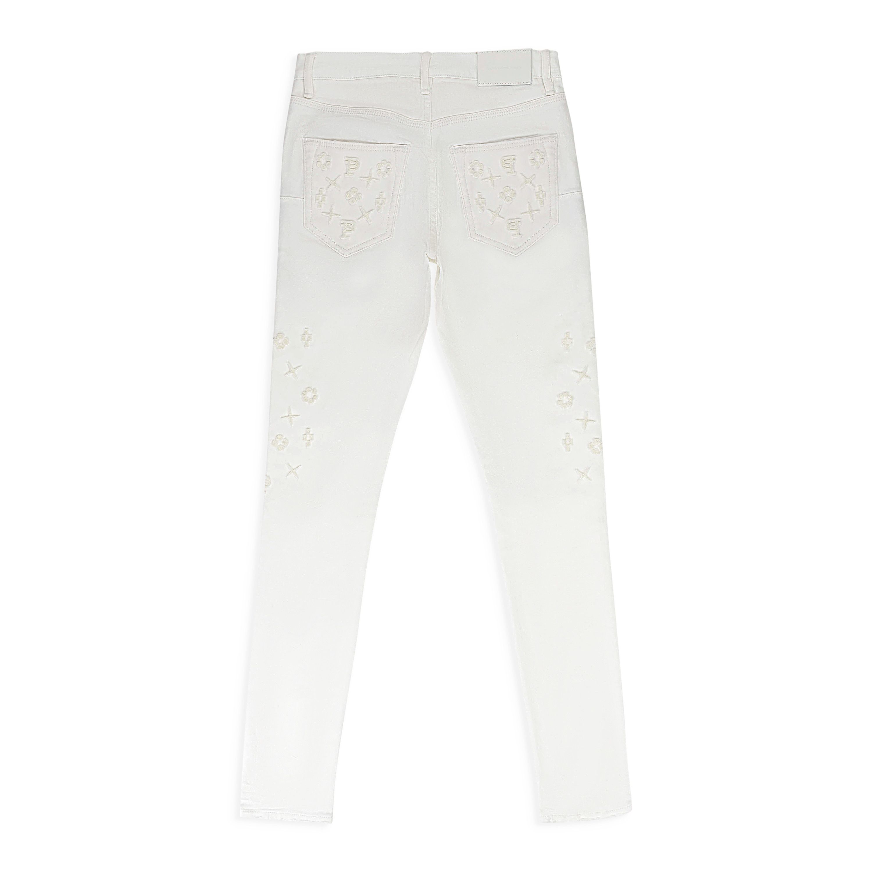 Purple Brand TUFFETAGE MONOGRAM WHITE SKINNY JEANS Size 36 Size US 36 / EU 52 - 2 Thumbnail