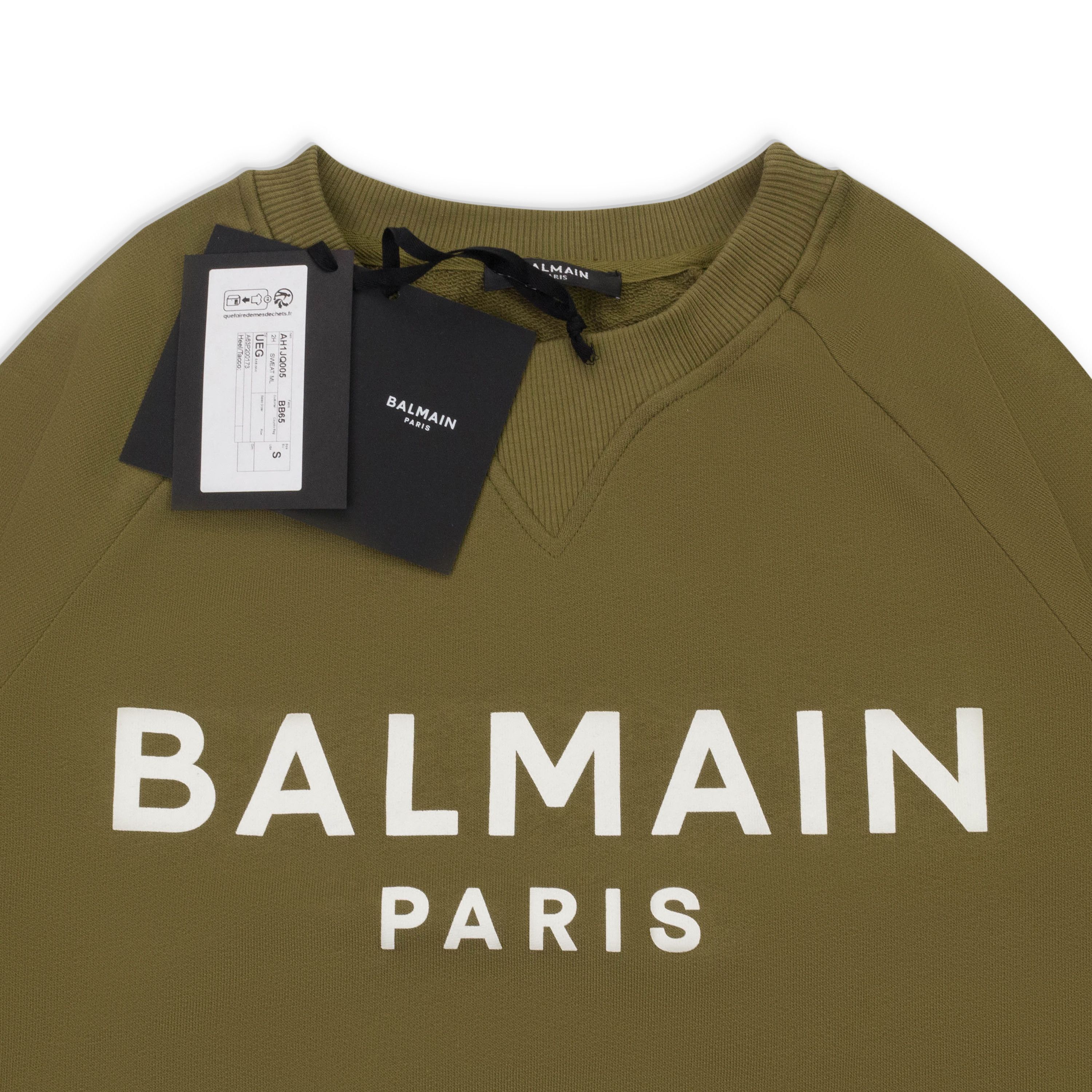 Balmain LOGO CREWNECK KHAKI SWEATSHIRT SIZE XL Size US XL / EU 56 / 4 - 3 Thumbnail