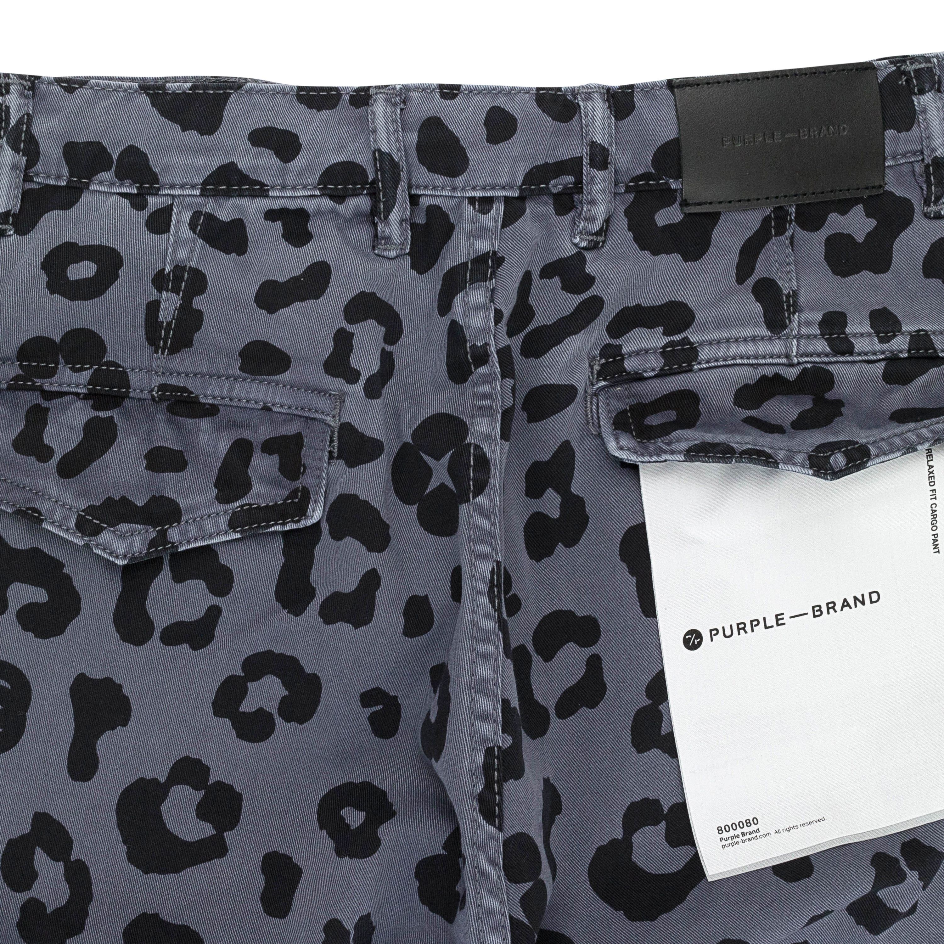 Purple Brand BLACK MONOGRAM LEOPARD PRINT Black CARGO PANT Size XS Size US 28 / EU 44 - 3 Thumbnail