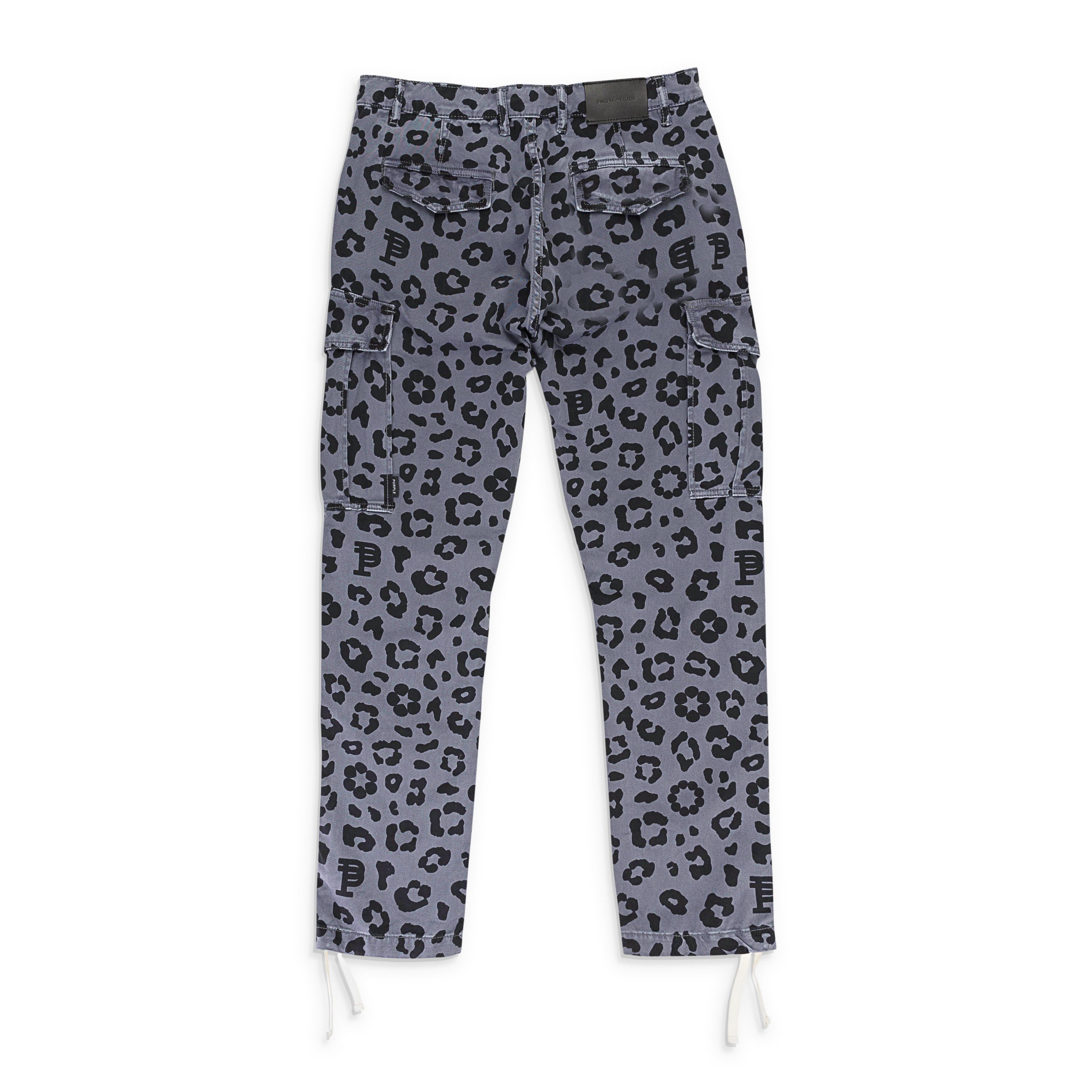 Purple Brand BLACK MONOGRAM LEOPARD PRINT Black CARGO PANT Size XS Size US 28 / EU 44 - 2 Thumbnail
