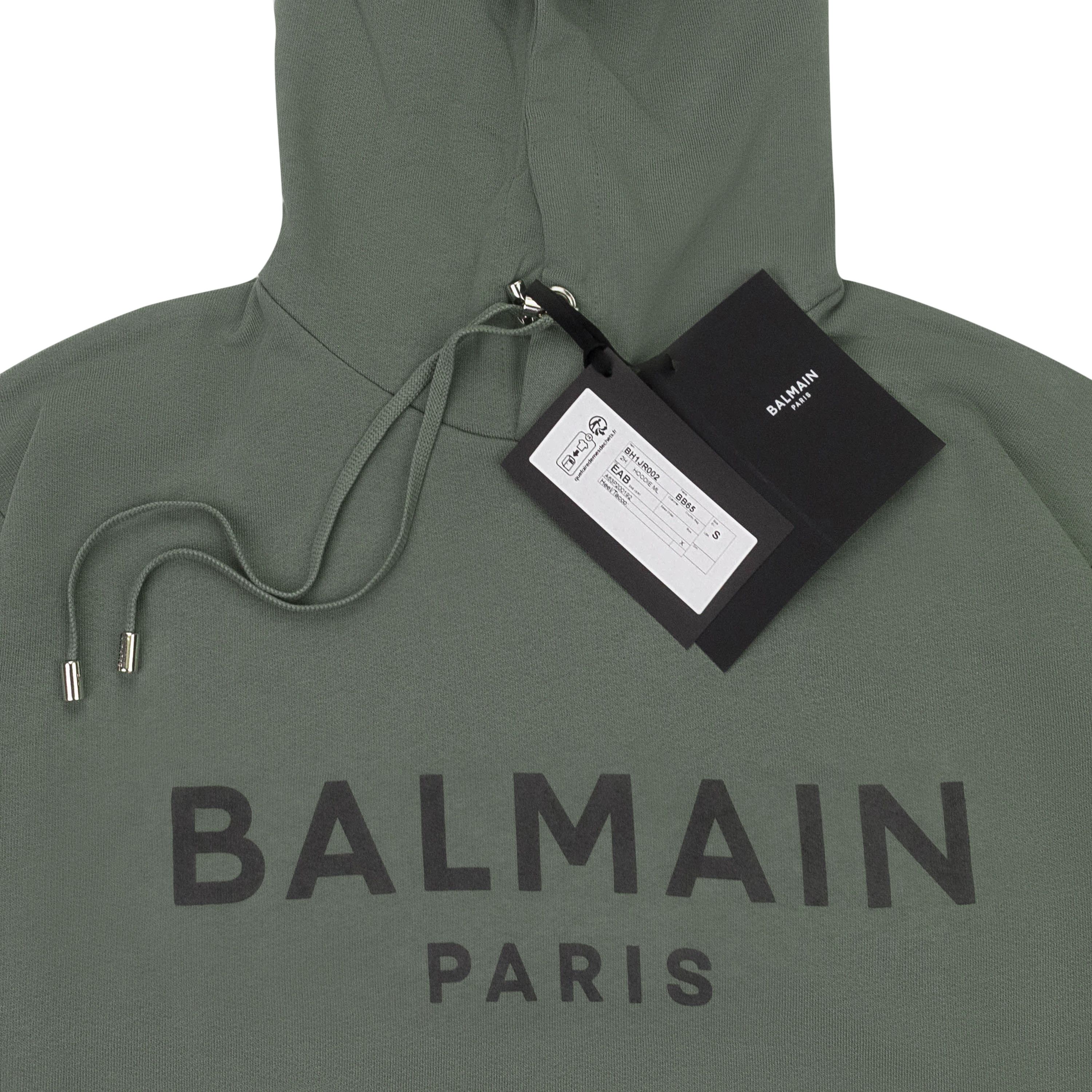 Balmain Balmain LOGO GREEN BLACK HOODIE SIZE L Size US L / EU 52-54 / 3 - 3 Thumbnail