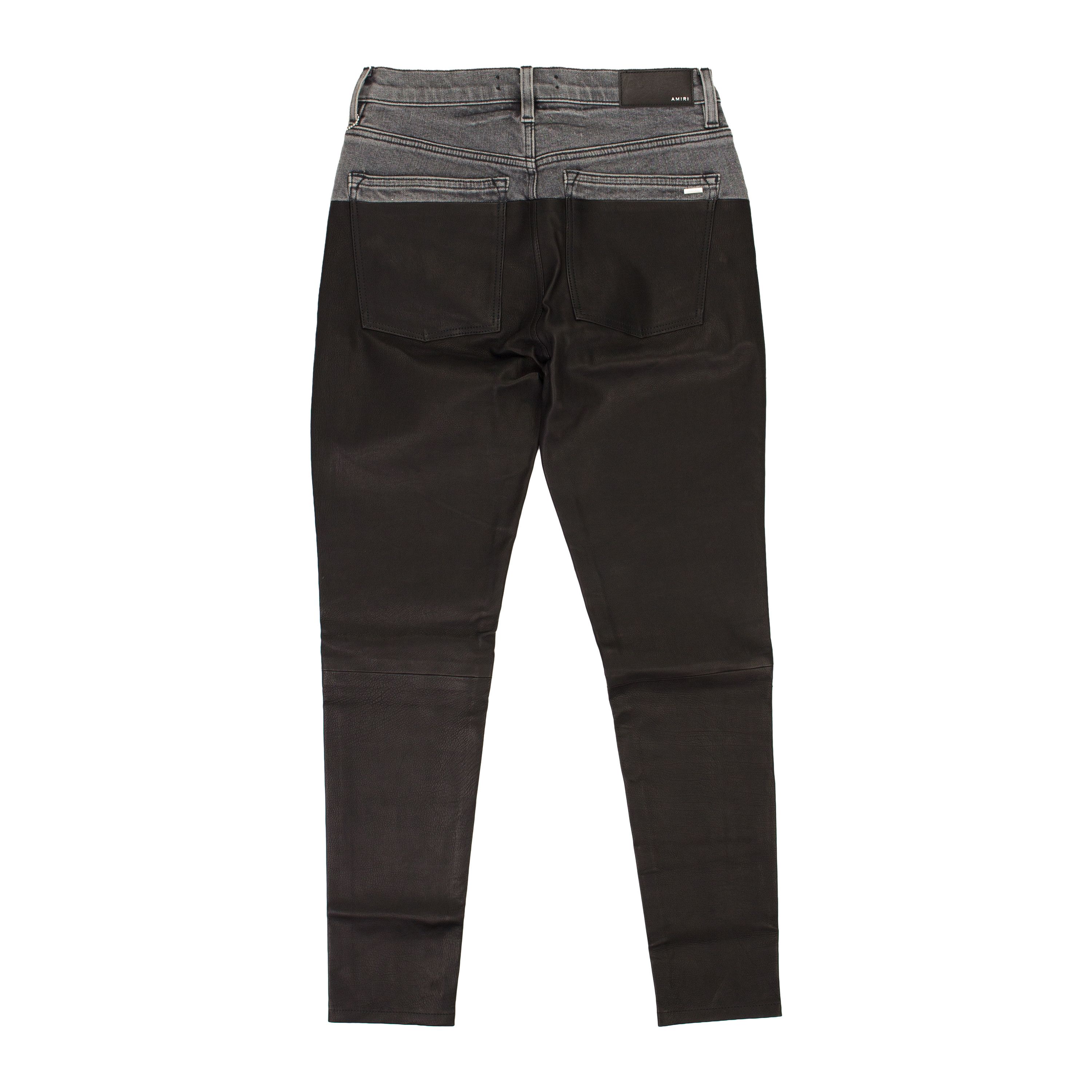 Amiri Amiri BLACK/AGED BLACK CONTRAST LEATHER SKINNY JEANS SIZE 28 Size 28" / US 6 / IT 42 - 2 Thumbnail