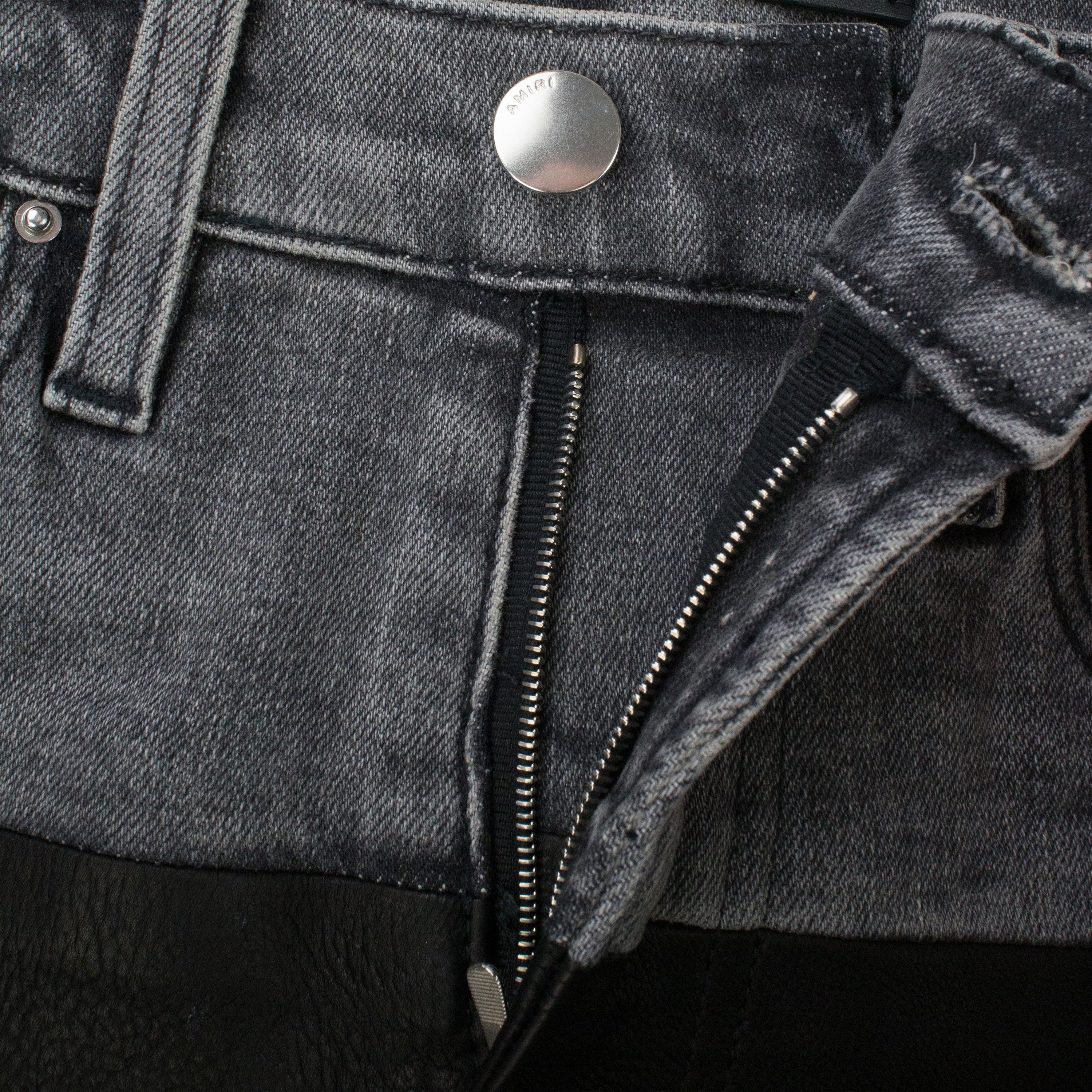 Amiri Amiri BLACK/AGED BLACK CONTRAST LEATHER SKINNY JEANS SIZE 28 Size 28" / US 6 / IT 42 - 6 Thumbnail
