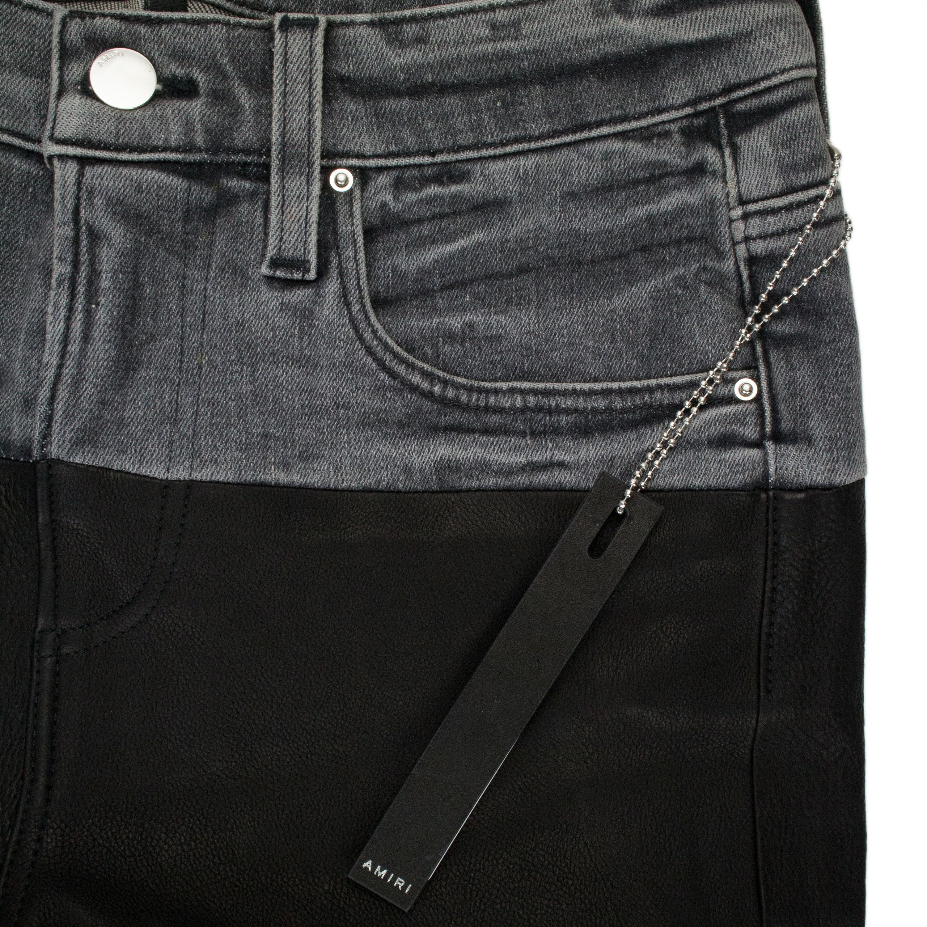 Amiri Amiri BLACK/AGED BLACK CONTRAST LEATHER SKINNY JEANS SIZE 28 Size 28" / US 6 / IT 42 - 5 Thumbnail