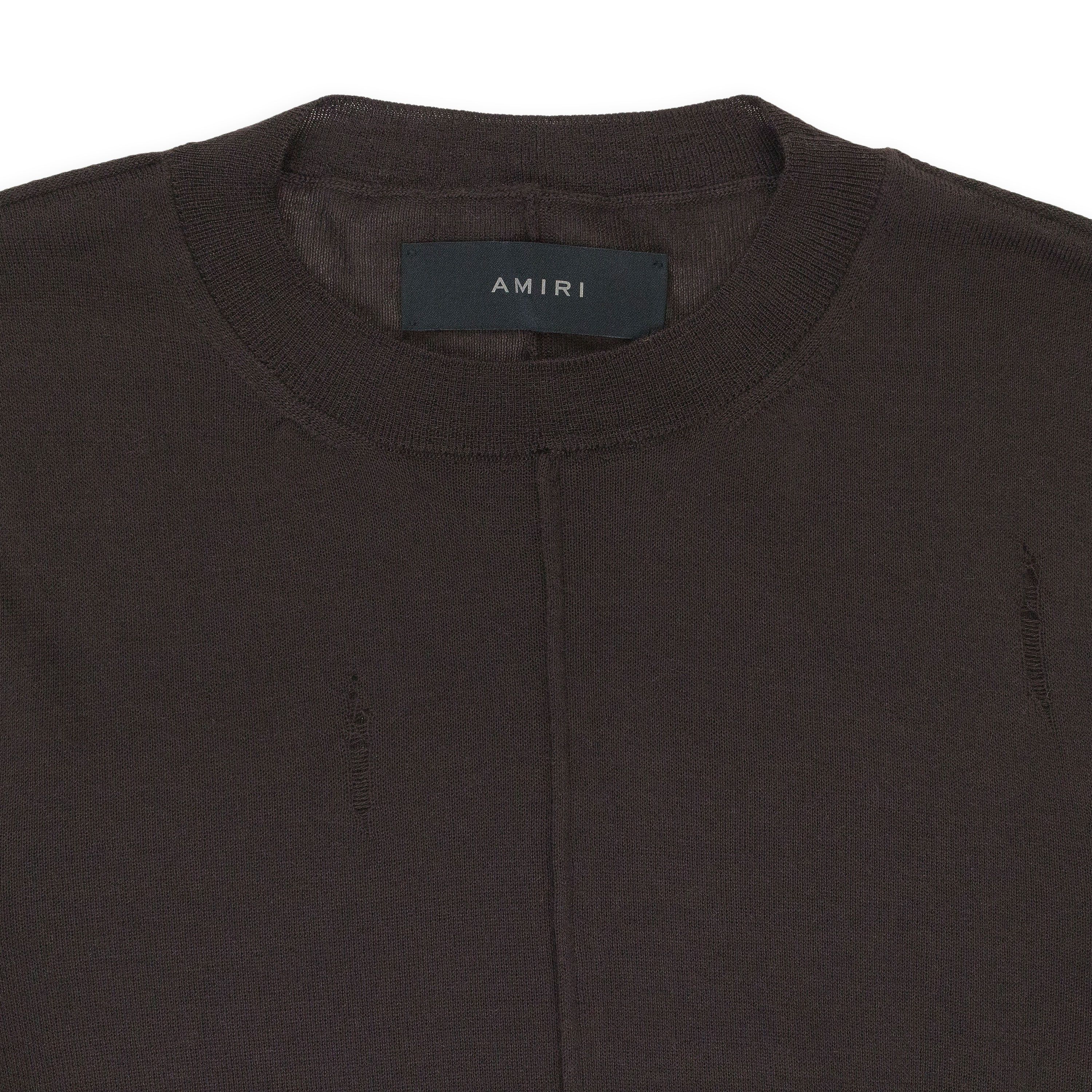Amiri Amiri BROWN DISTRESSED CASHMERE SWEATER SIZE L Size L / US 10 / IT 46 - 3 Thumbnail