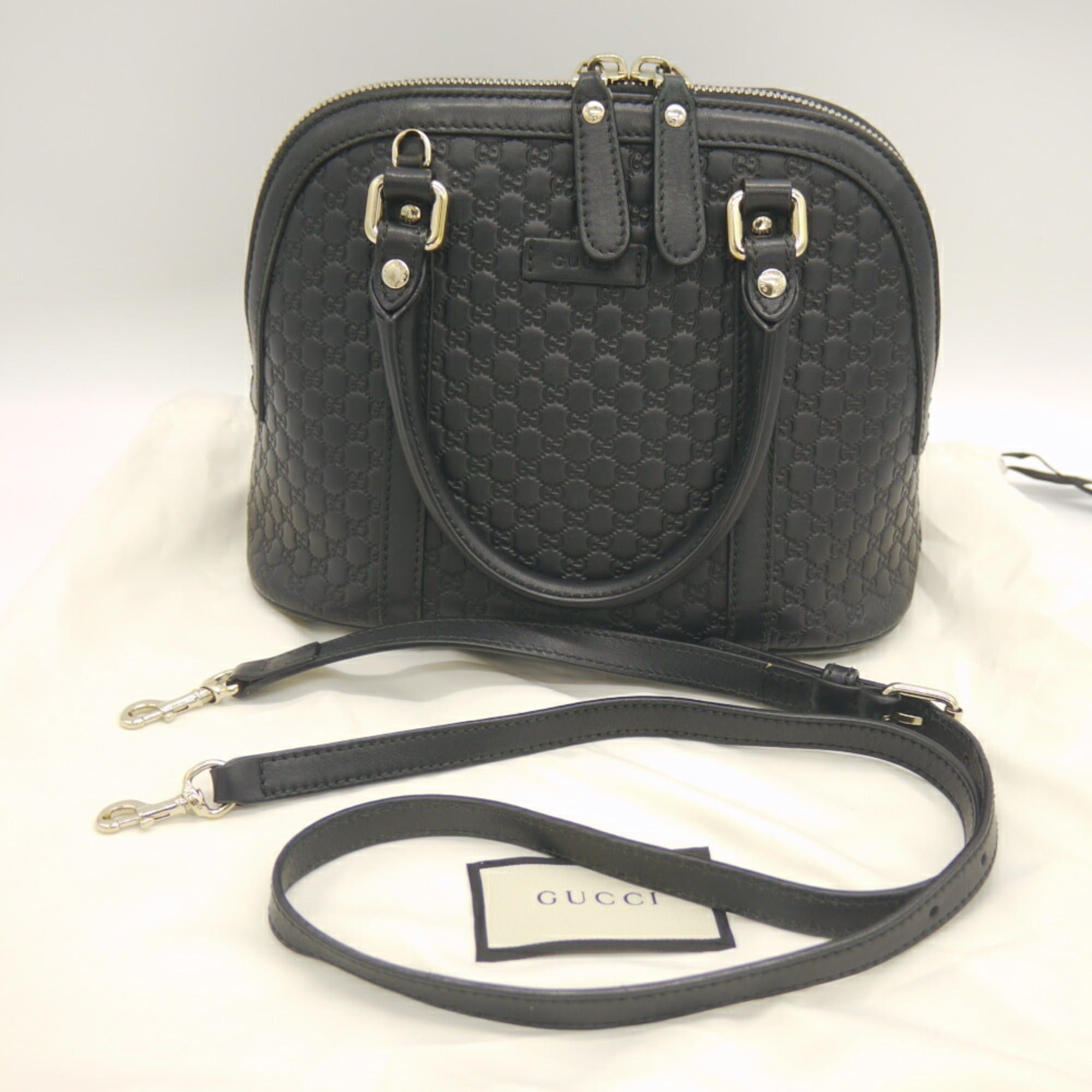 Gucci GUCCI Micro GG Handbag/Shoulder Bag 449654 486628 Shima Leather Black Size ONE SIZE - 10 Thumbnail