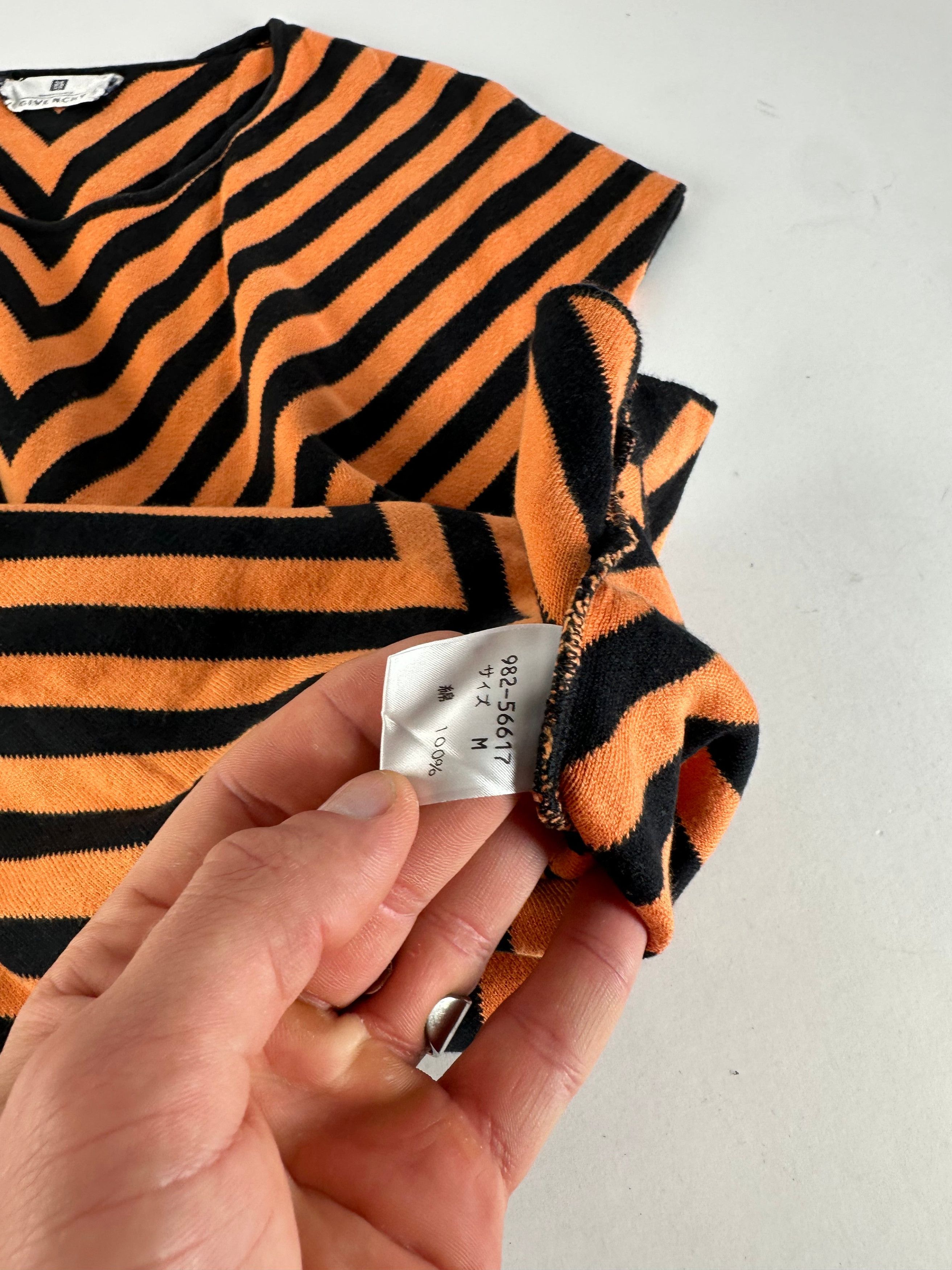 Givenchy Vintage Chevron Striped Sleeveless Top Orange Black M Size M / US 6-8 / IT 42-44 - 7 Thumbnail