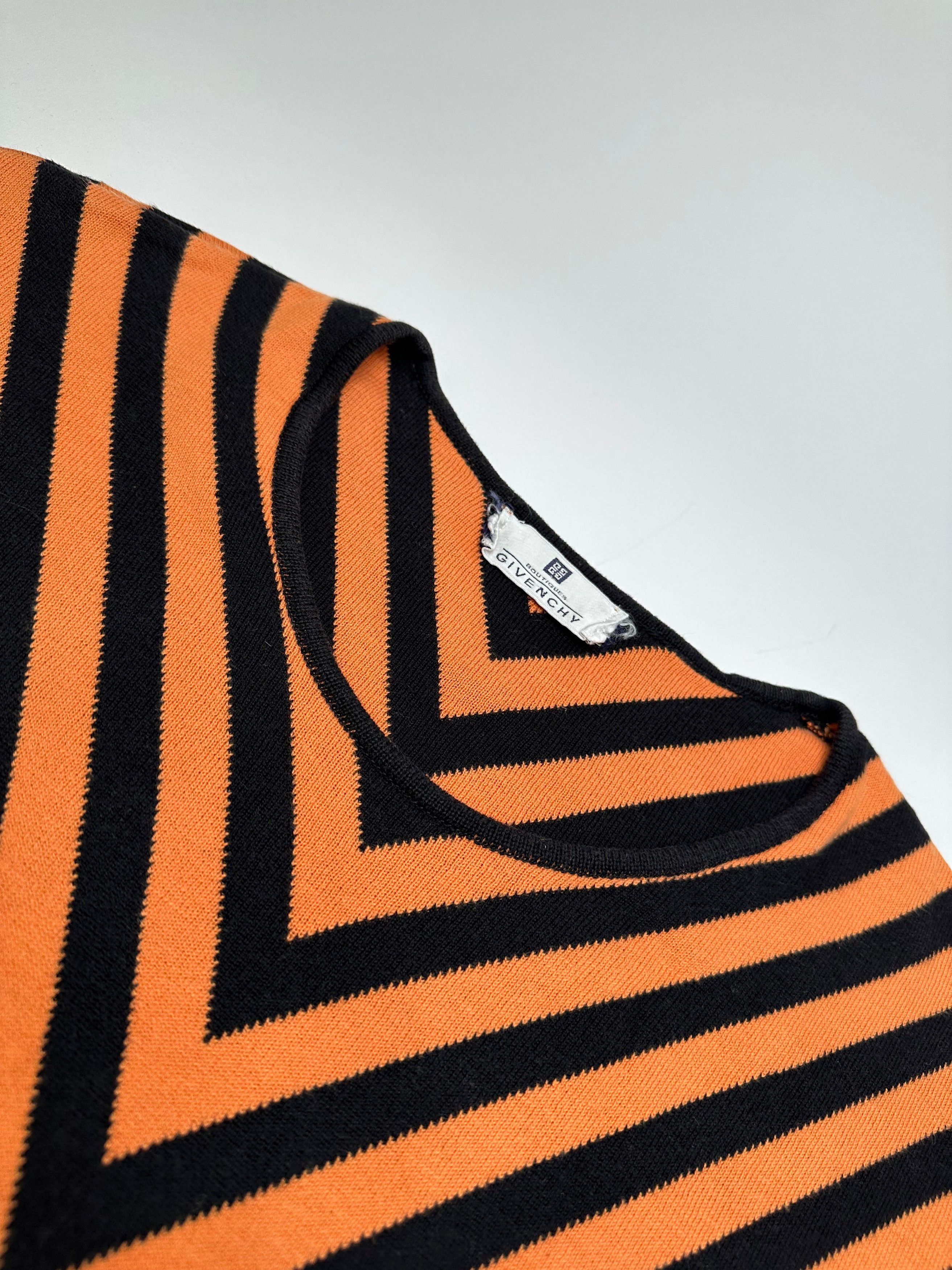 Givenchy Vintage Chevron Striped Sleeveless Top Orange Black M Size M / US 6-8 / IT 42-44 - 6 Thumbnail