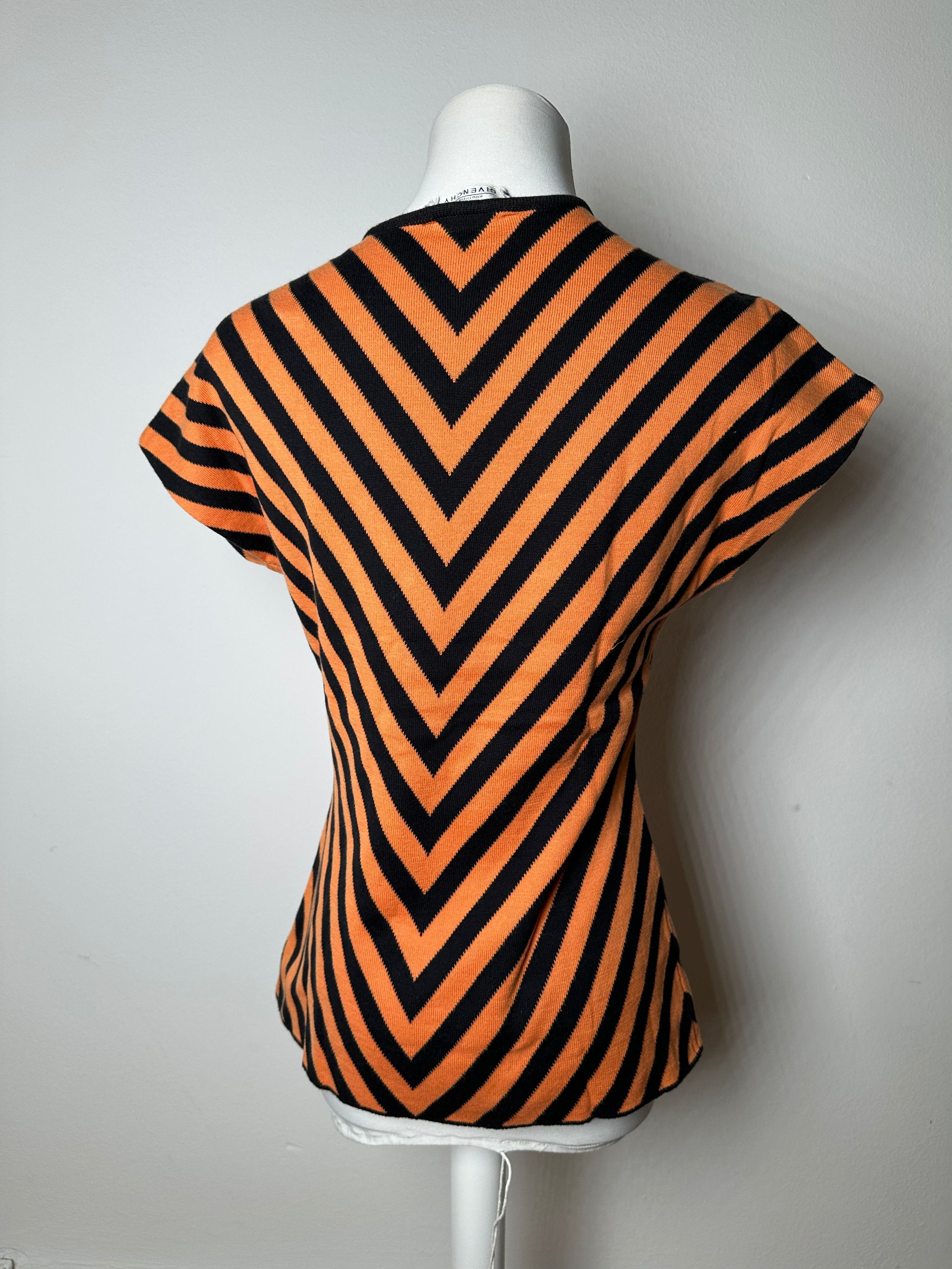 Givenchy Vintage Chevron Striped Sleeveless Top Orange Black M Size M / US 6-8 / IT 42-44 - 12 Thumbnail