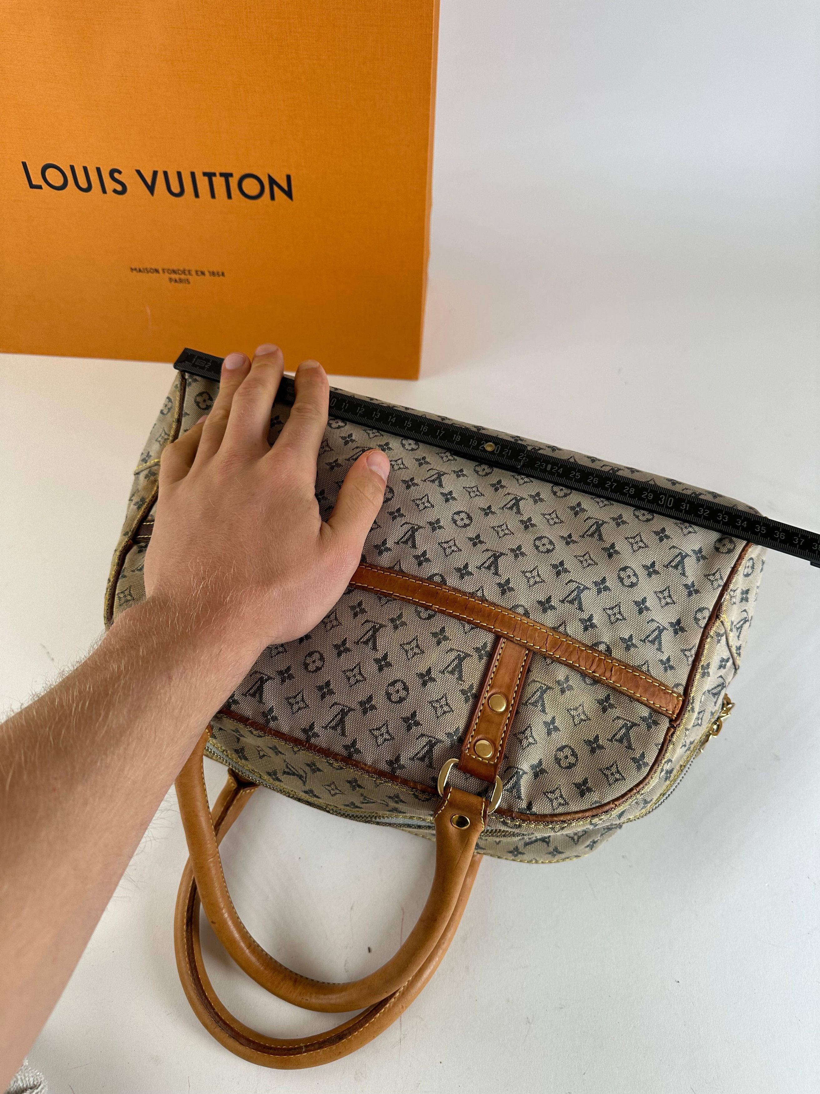 Louis Vuitton Vintage Monogram Mini Lin Canvas Handbag Beige Brown Size ONE SIZE - 11 Thumbnail