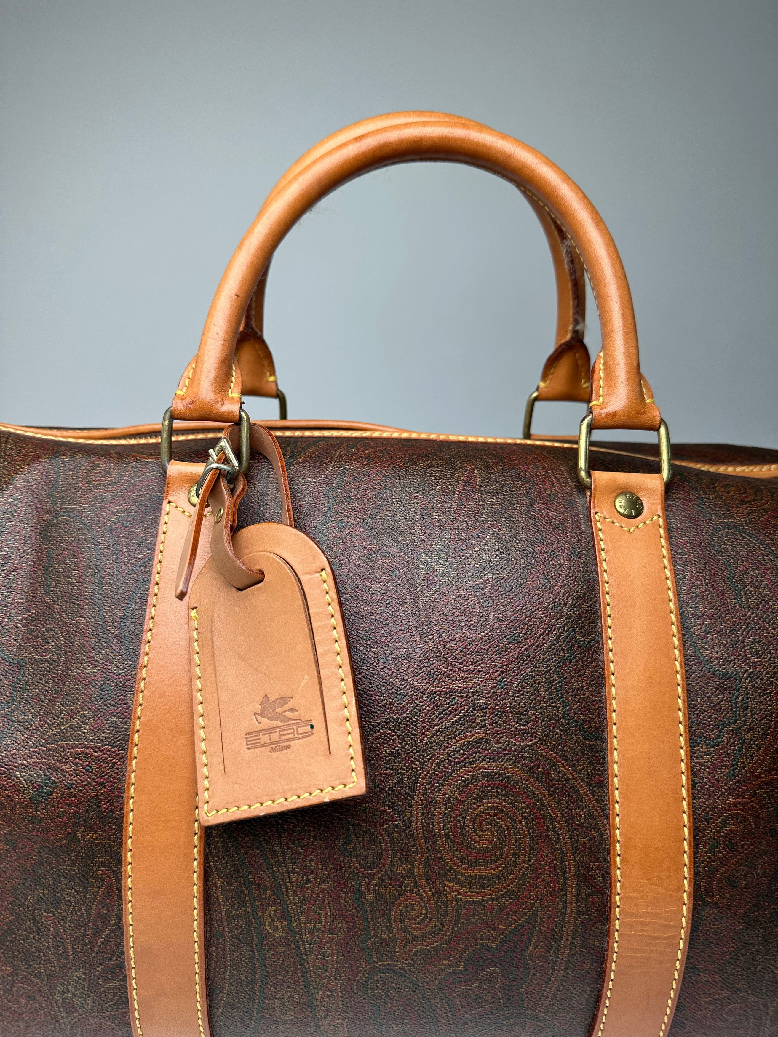 Etro Vintage Paisley Coated Canvas Leather Keepall Boston Travel Size ONE SIZE - 8 Thumbnail