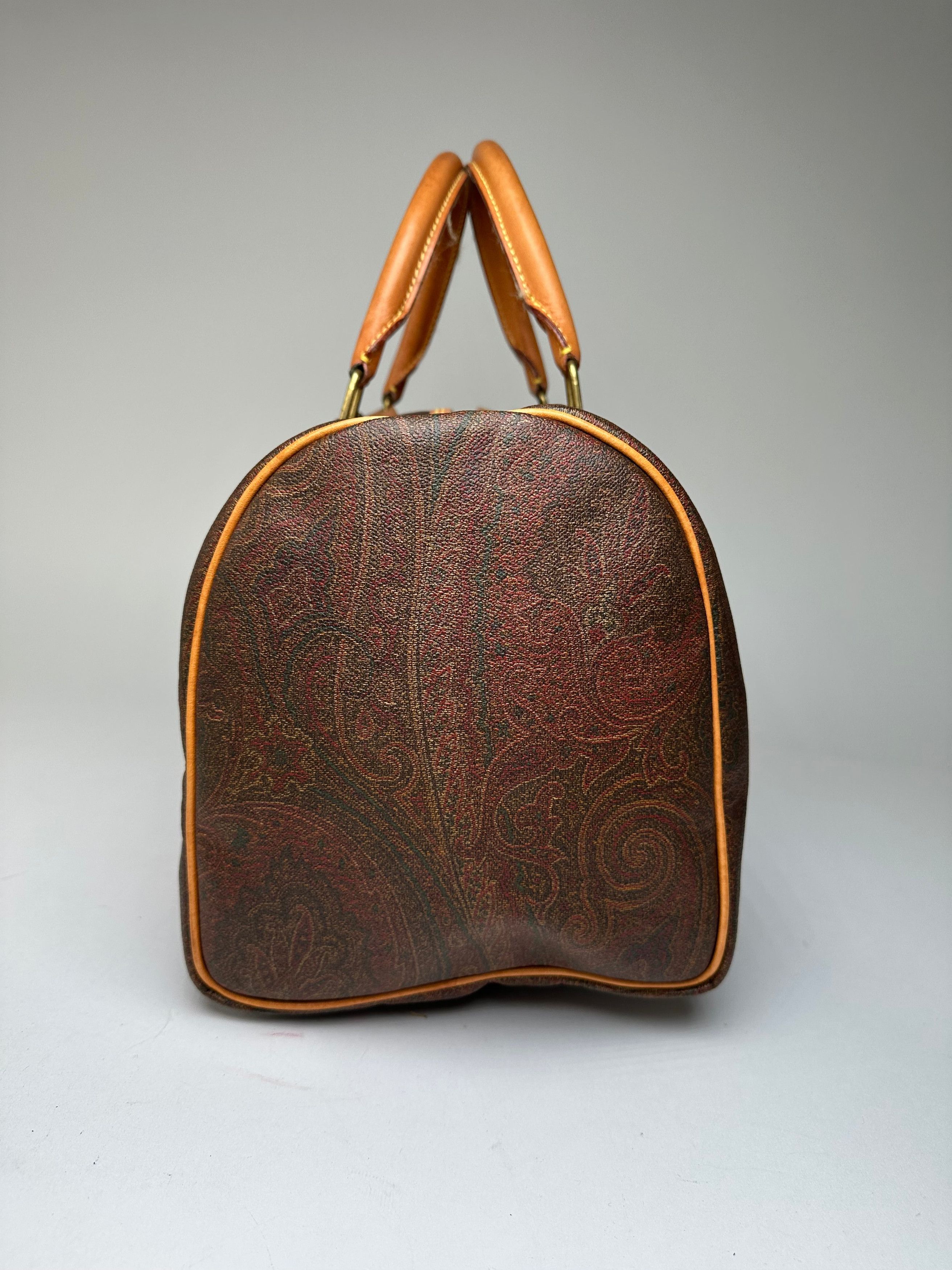 Etro Vintage Paisley Coated Canvas Leather Keepall Boston Travel Size ONE SIZE - 9 Thumbnail