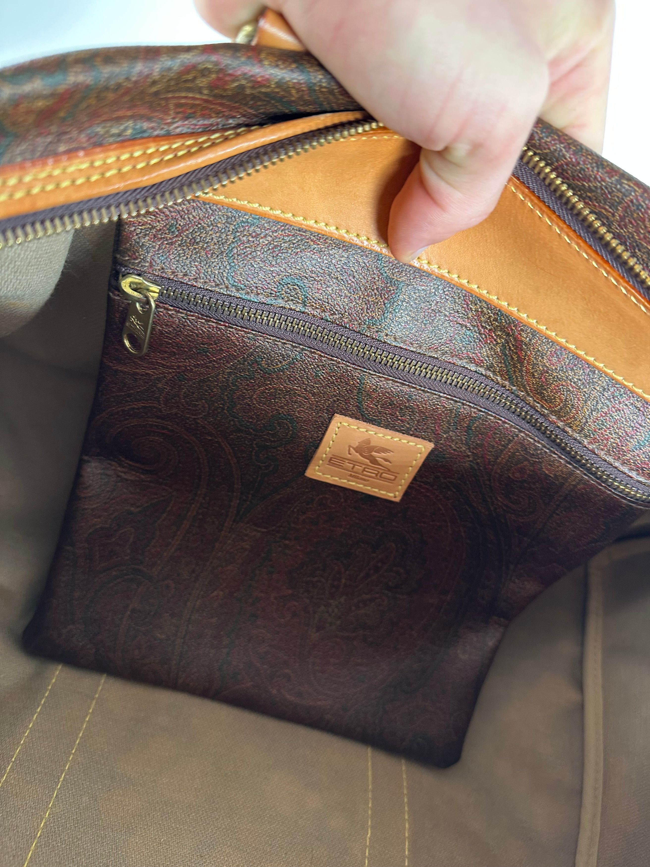 Etro Vintage Paisley Coated Canvas Leather Keepall Boston Travel Size ONE SIZE - 4 Thumbnail