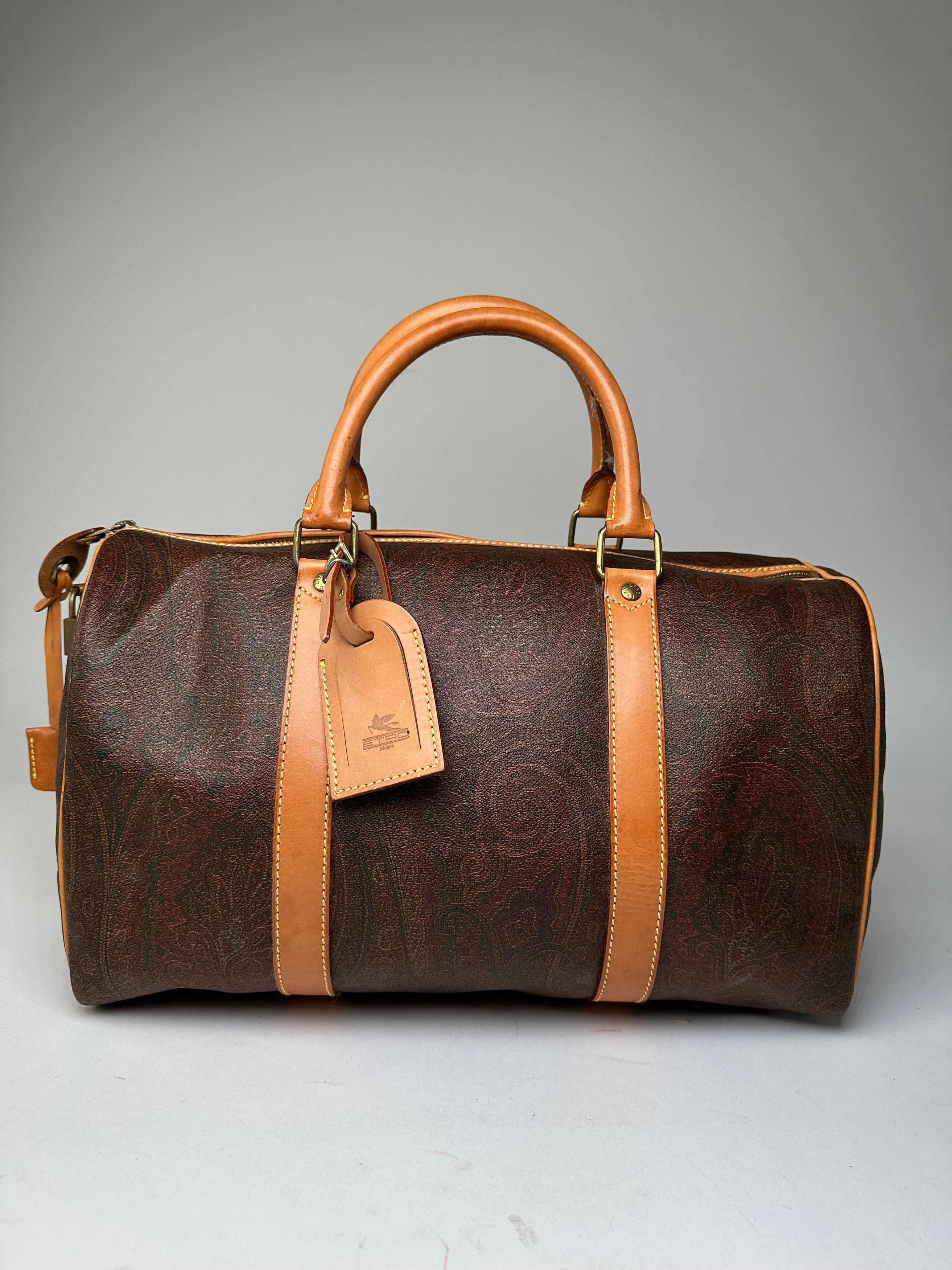 Etro Vintage Paisley Coated Canvas Leather Keepall Boston Travel Size ONE SIZE - 6 Thumbnail