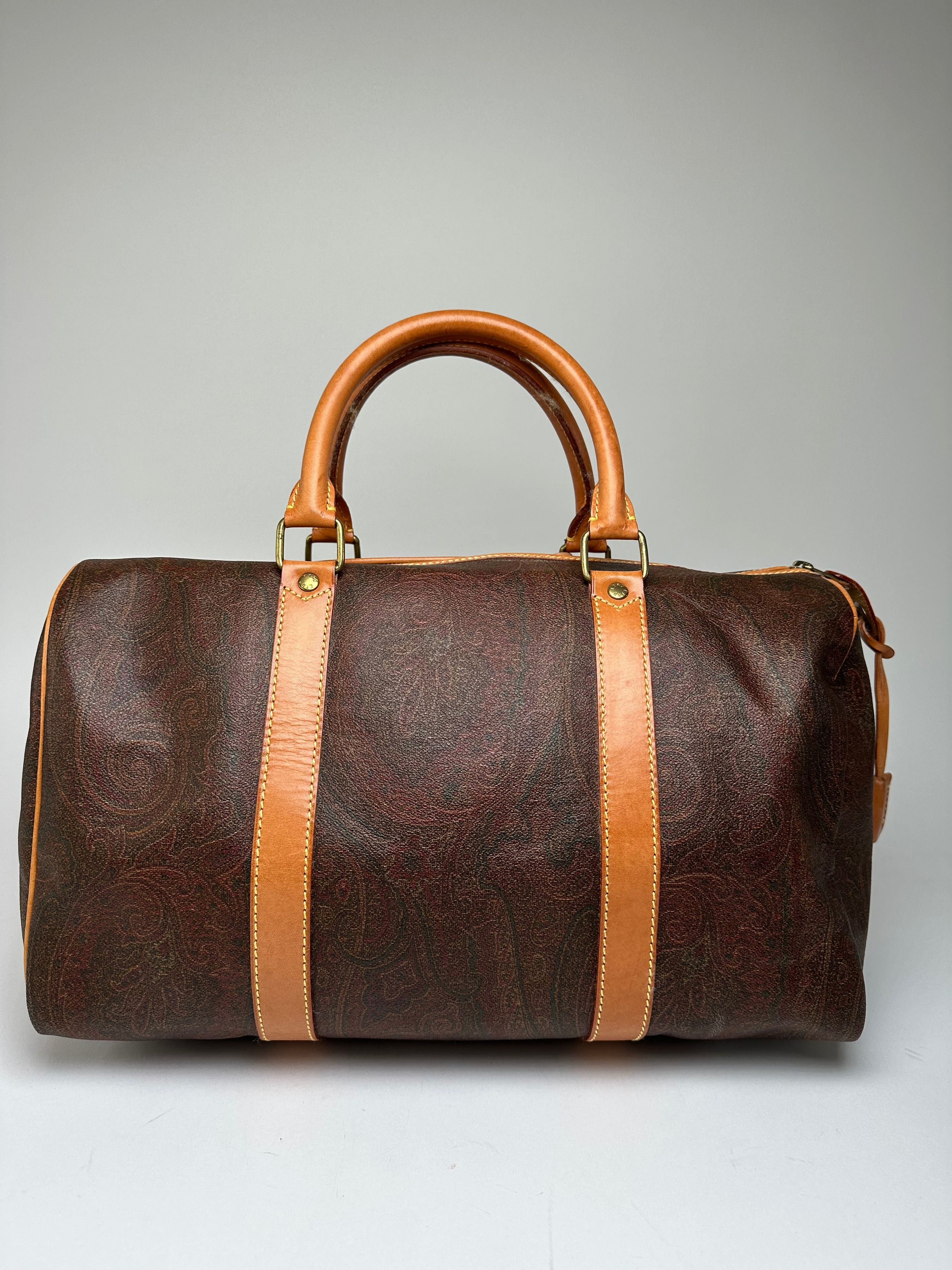 Etro Vintage Paisley Coated Canvas Leather Keepall Boston Travel Size ONE SIZE - 14 Thumbnail