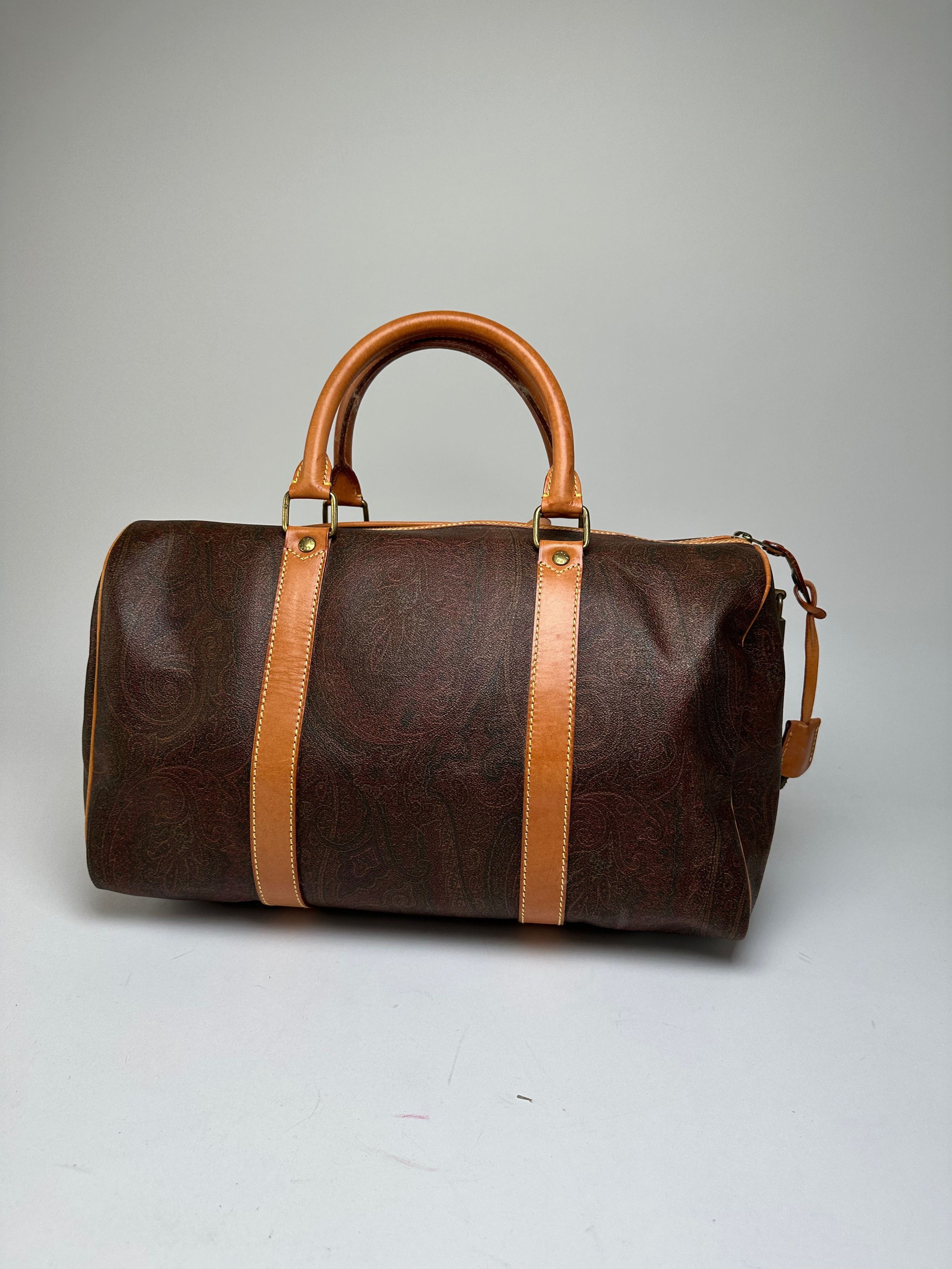 Etro Vintage Paisley Coated Canvas Leather Keepall Boston Travel Size ONE SIZE - 2 Thumbnail