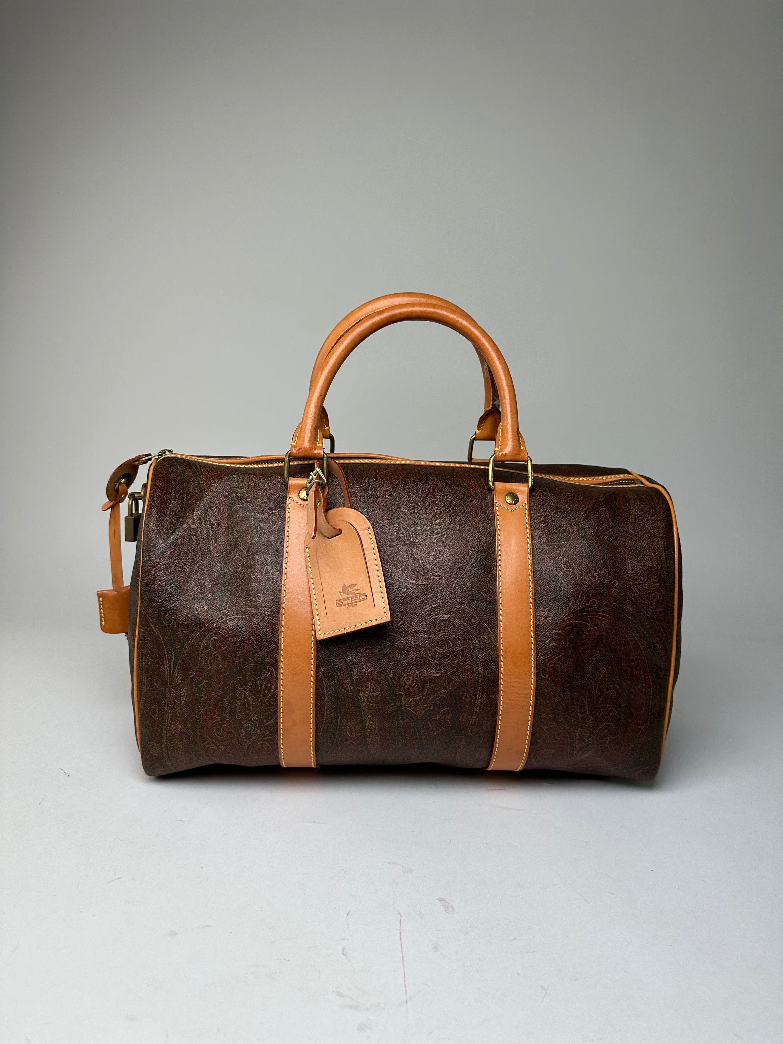 Etro Vintage Paisley Coated Canvas Leather Keepall Boston Travel Size ONE SIZE - 13 Thumbnail