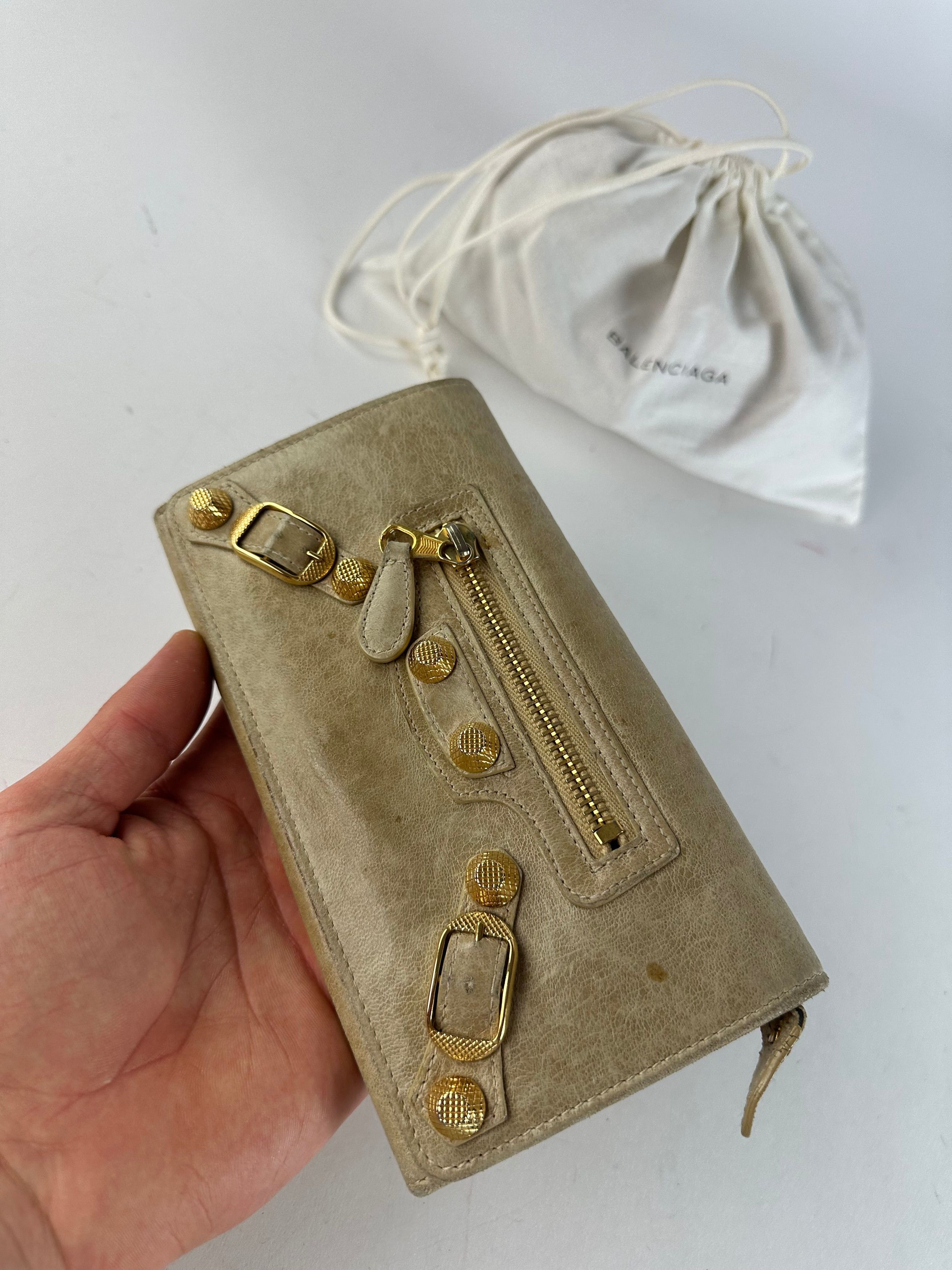 Balenciaga Vintage City Leather Long Wallet Beige Size ONE SIZE - 3 Thumbnail