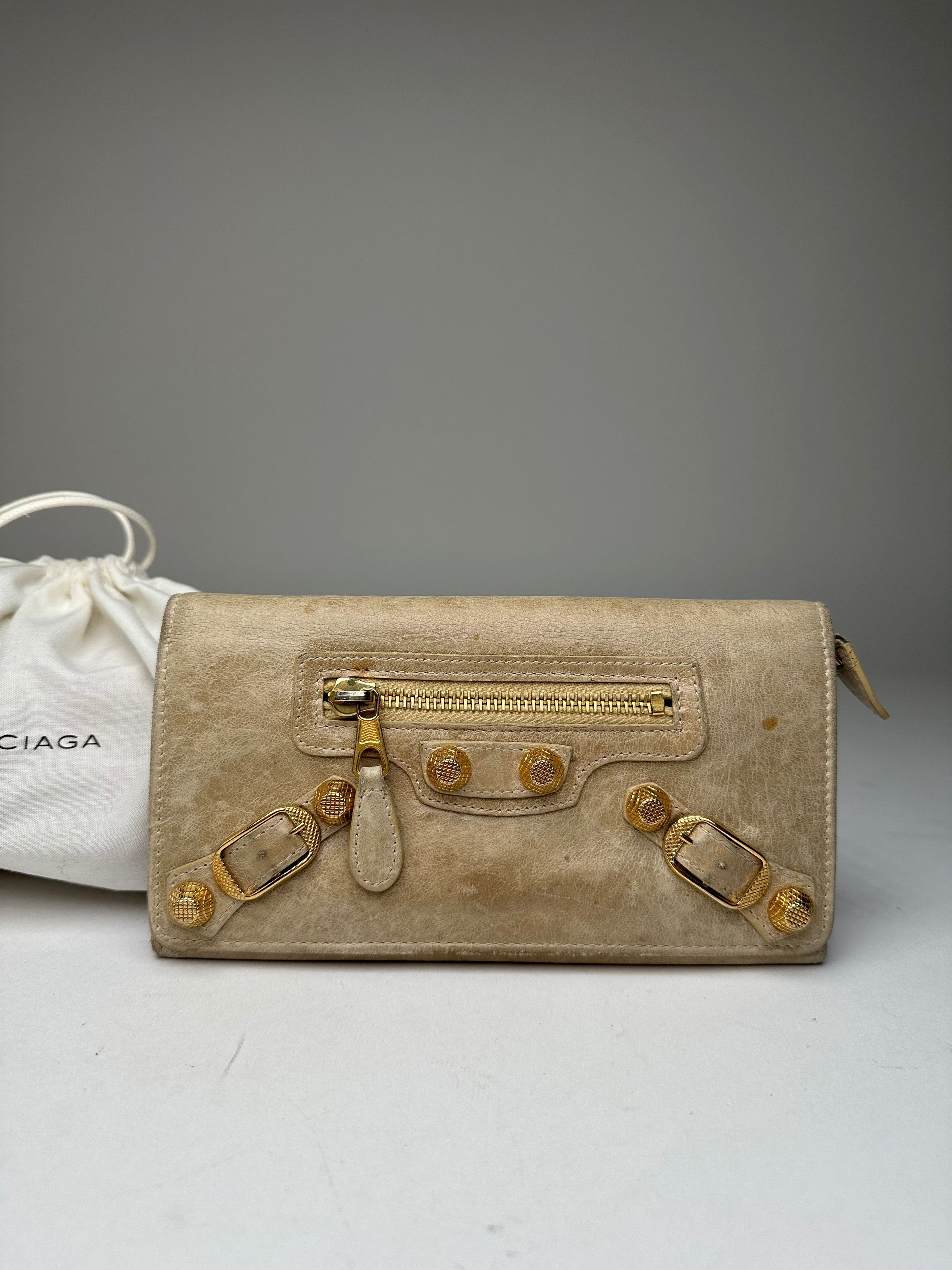 Balenciaga Vintage City Leather Long Wallet Beige Size ONE SIZE - 6 Thumbnail