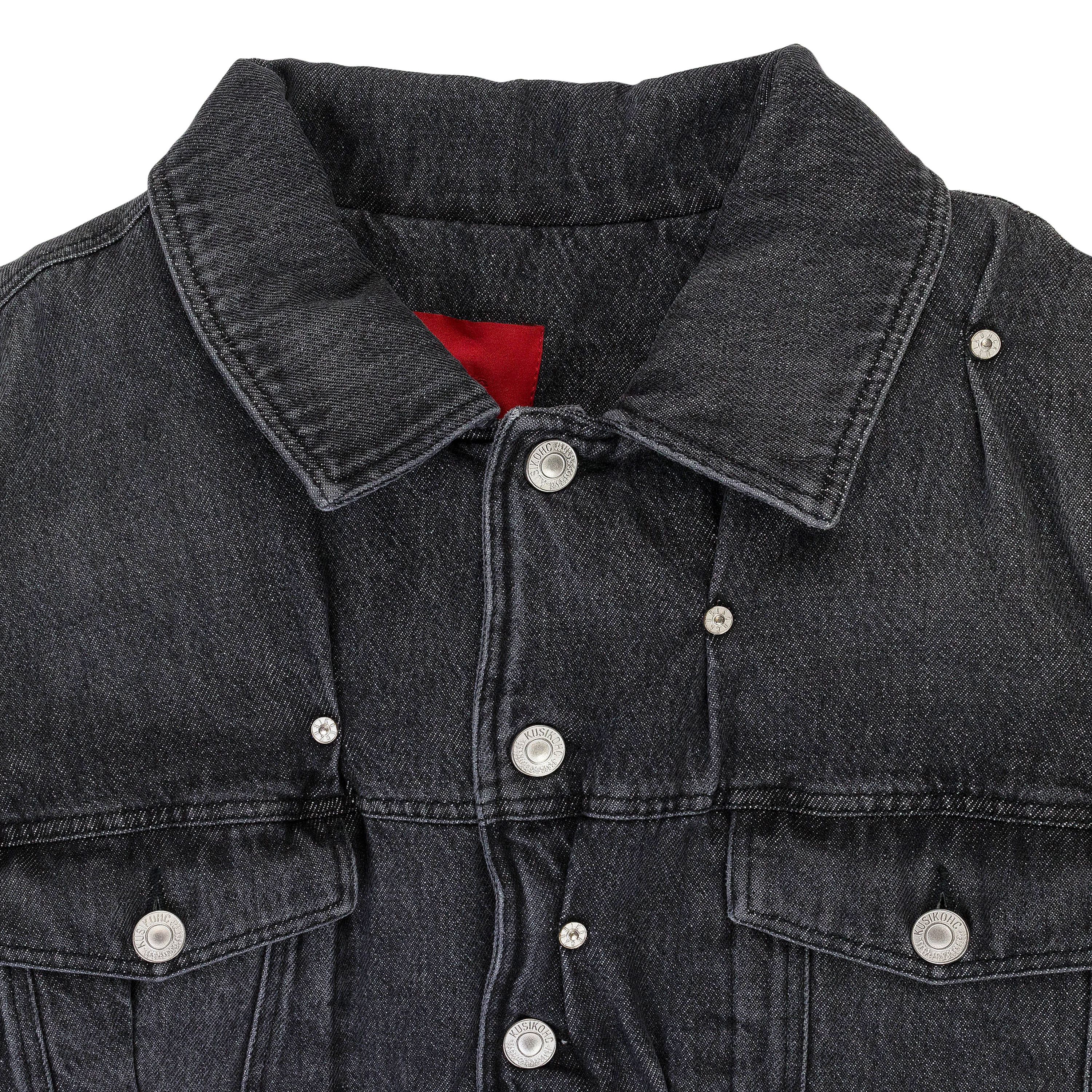 Kusikohc BLACK PADDED MULTI RIVET DENIM JACKET SIZE L Size US L / EU 52-54 / 3 - 3 Thumbnail