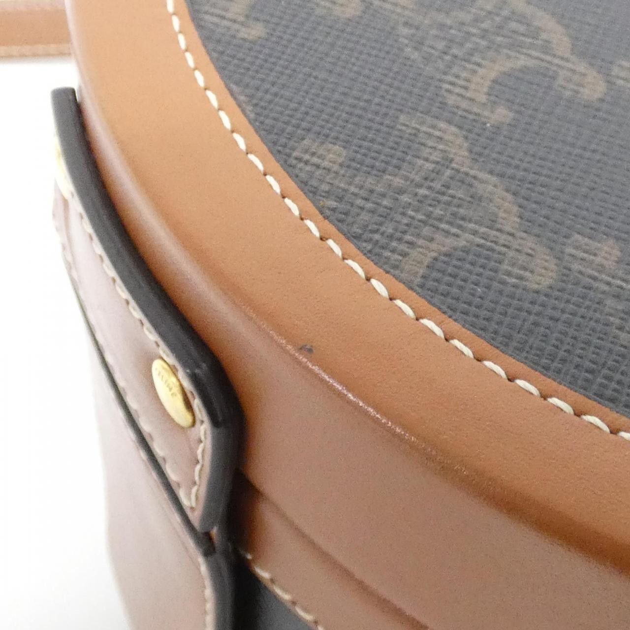 Celine Celine Celine Medium Tambour Triomphe Canvas Calf Shoulder Bag Leather Shoulder Bag 195192BZJ DUTY FREE for USA Size ONE SIZE - 6 Thumbnail