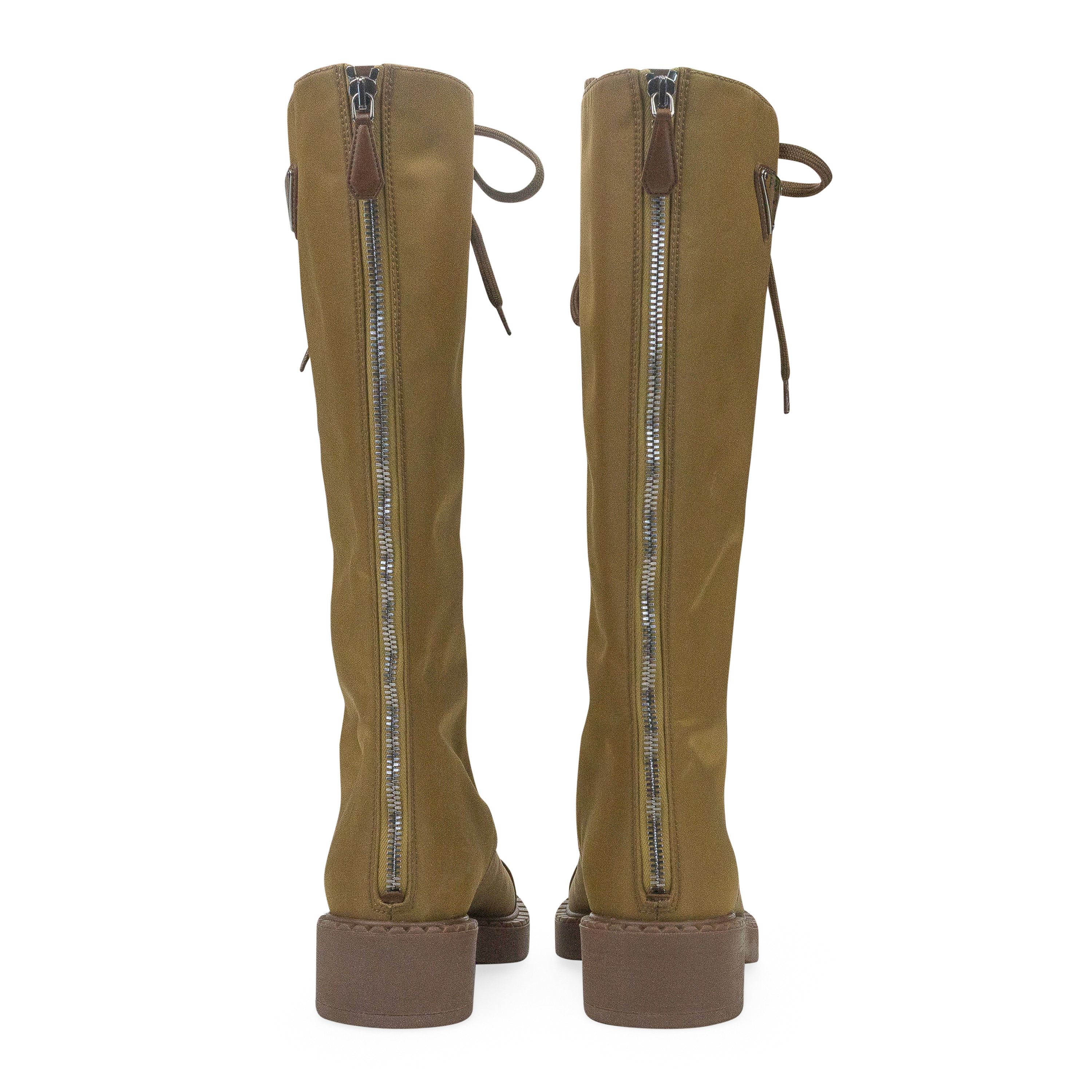 Prada Prada COMBAT LOGO TALL BOOTS BROWN KNEE-HIGH BOOTS SIZE 35 Size US 5 / IT 35 - 5 Thumbnail