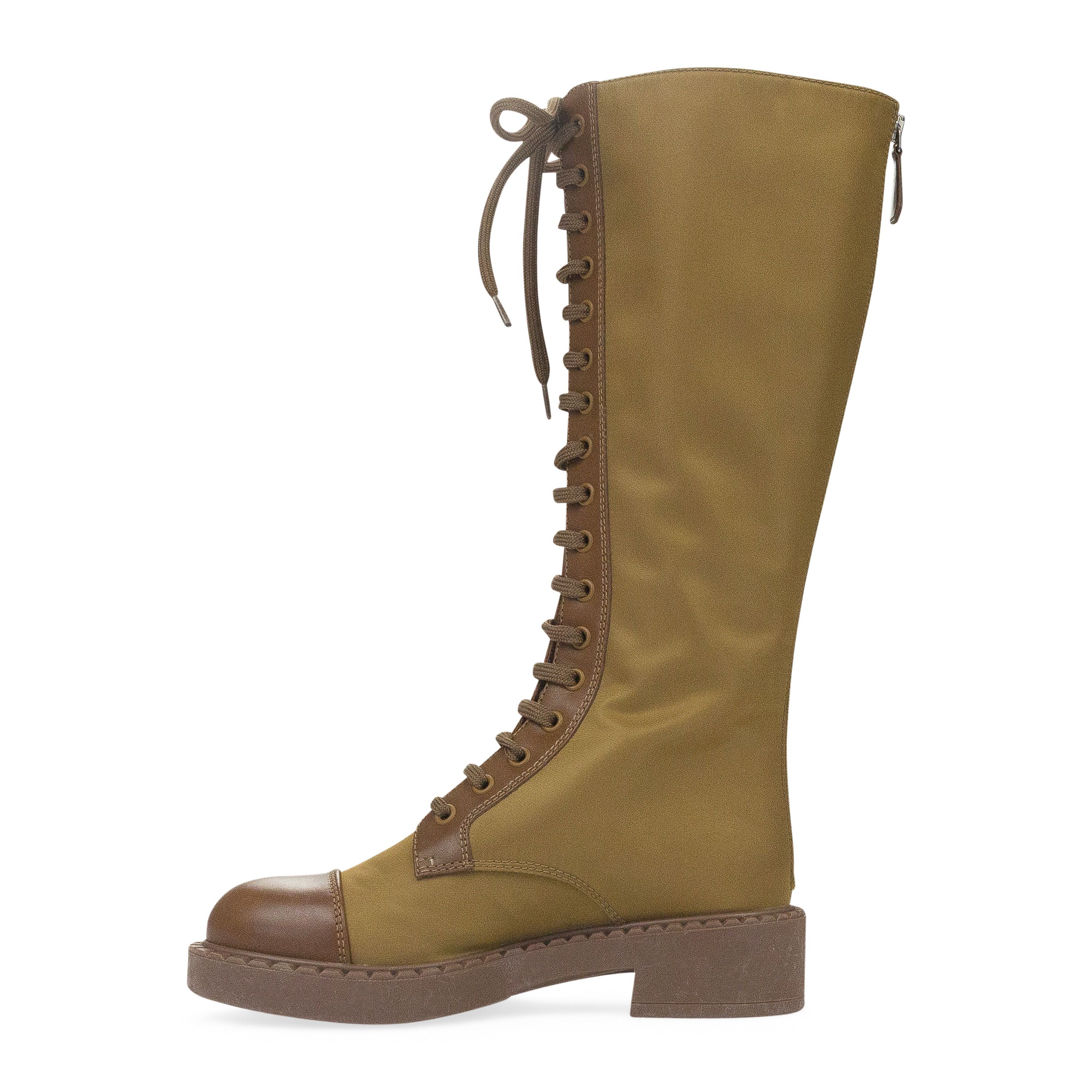 Prada Prada COMBAT LOGO TALL BOOTS BROWN KNEE-HIGH BOOTS SIZE 35 Size US 5 / IT 35 - 2 Thumbnail