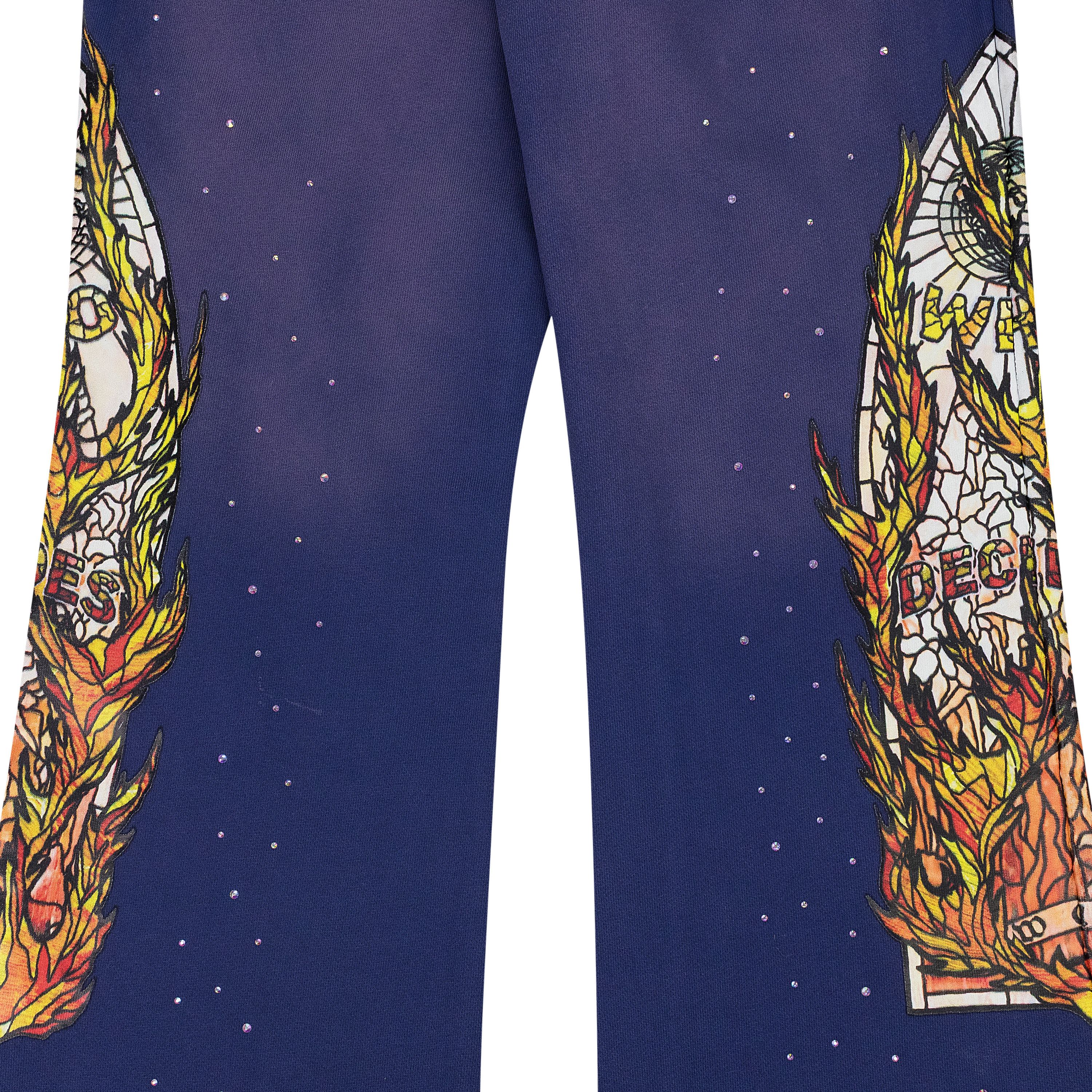 Who Decides War Who Decides War INDIGO FLAME GLASS SWEATPANTS SIZE 38 Size US 38 / EU 54 - 5 Thumbnail