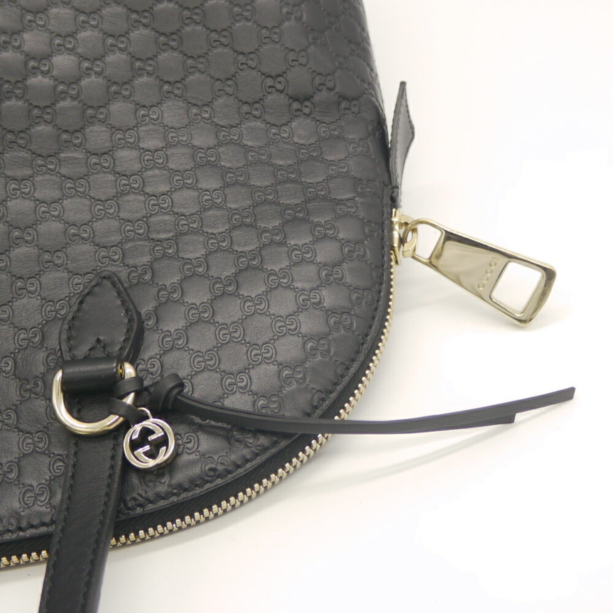 Gucci GUCCI Micro GG Handbag/Shoulder Bag 449243 524947 Shima Leather Black Size ONE SIZE - 7 Thumbnail