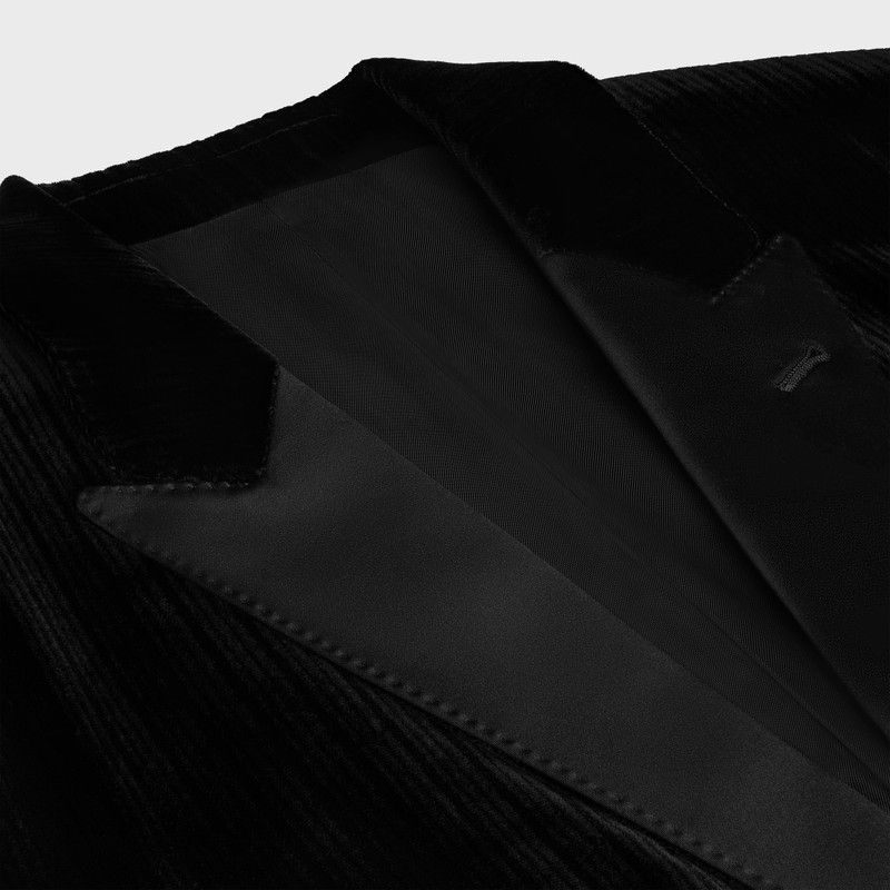 Celine classic tux jacket in striped velvet black Size US XS / EU 42 / 0 - 3 Thumbnail