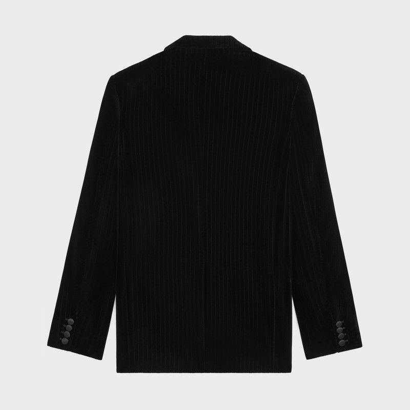 Celine classic tux jacket in striped velvet black Size US L / EU 52-54 / 3 - 2 Thumbnail