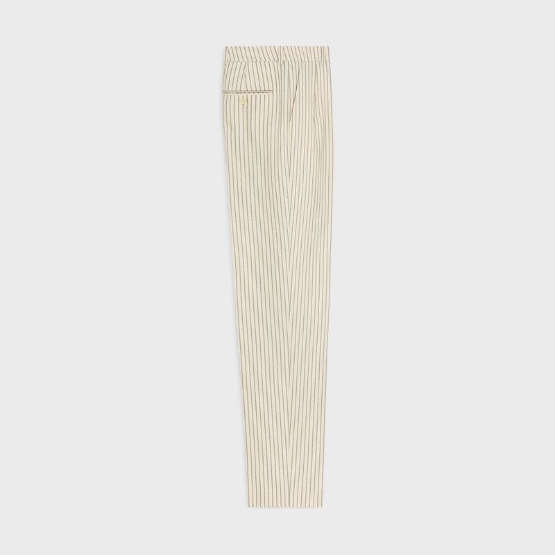 Celine keith pants in striped wool gabardine vanilla/black Size US 30 / EU 46 - 2 Thumbnail