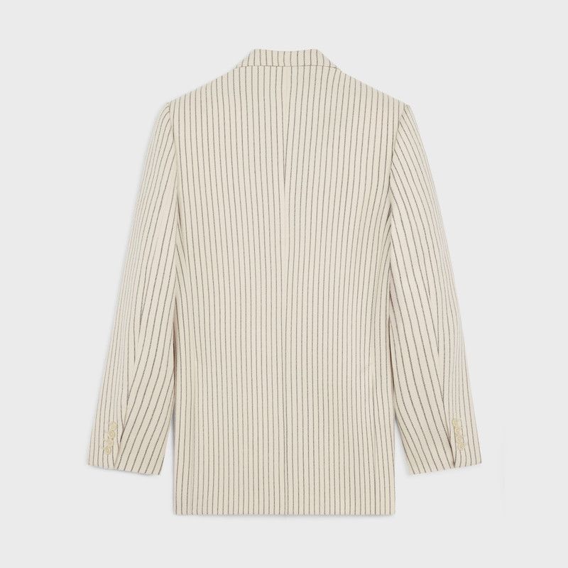 Celine camden jacket in striped wool gabardine vanilla/black Size US XS / EU 42 / 0 - 2 Thumbnail